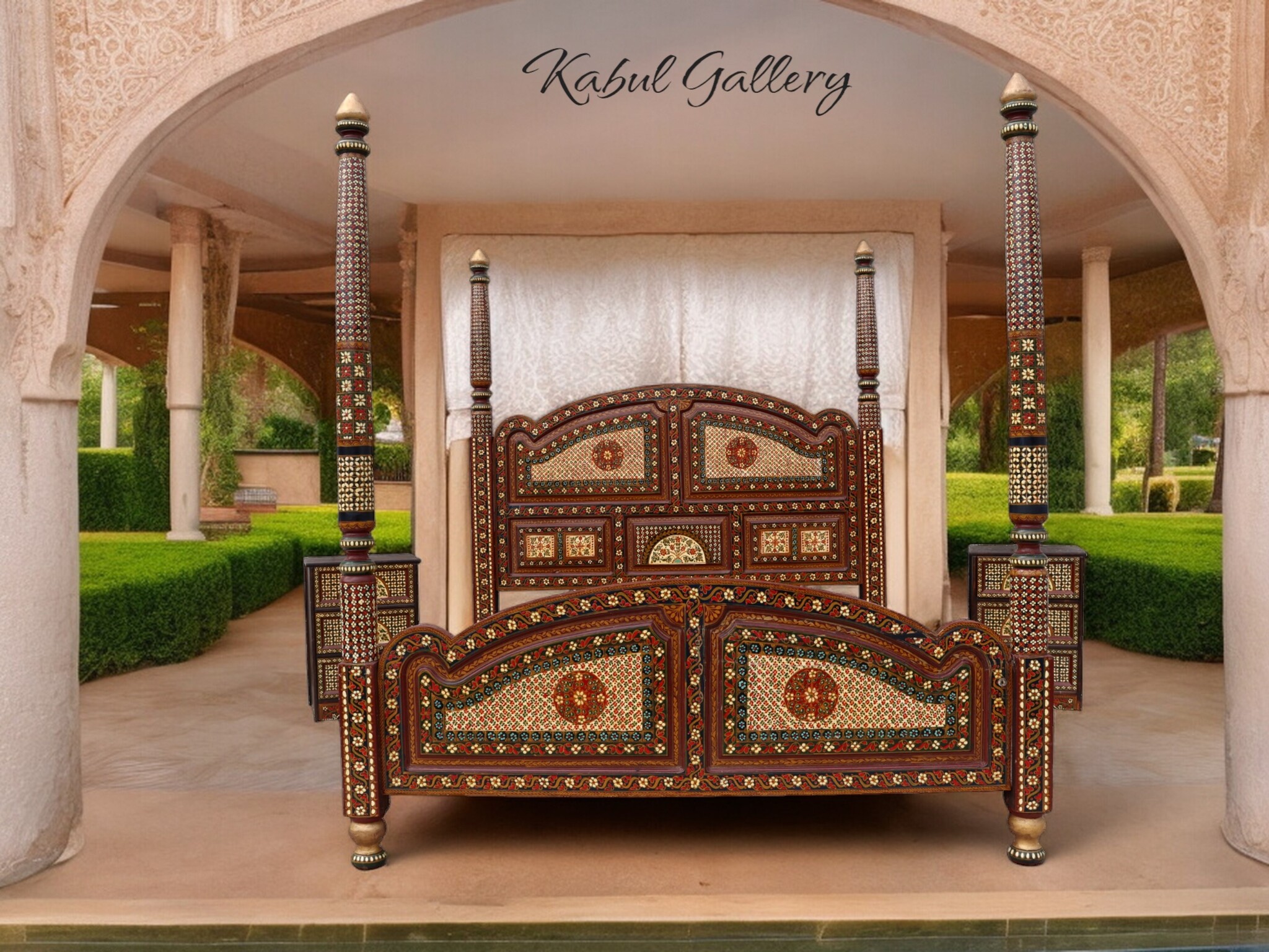 Massivholz handbemalte Himmelbett doppelbett MGL - Copy