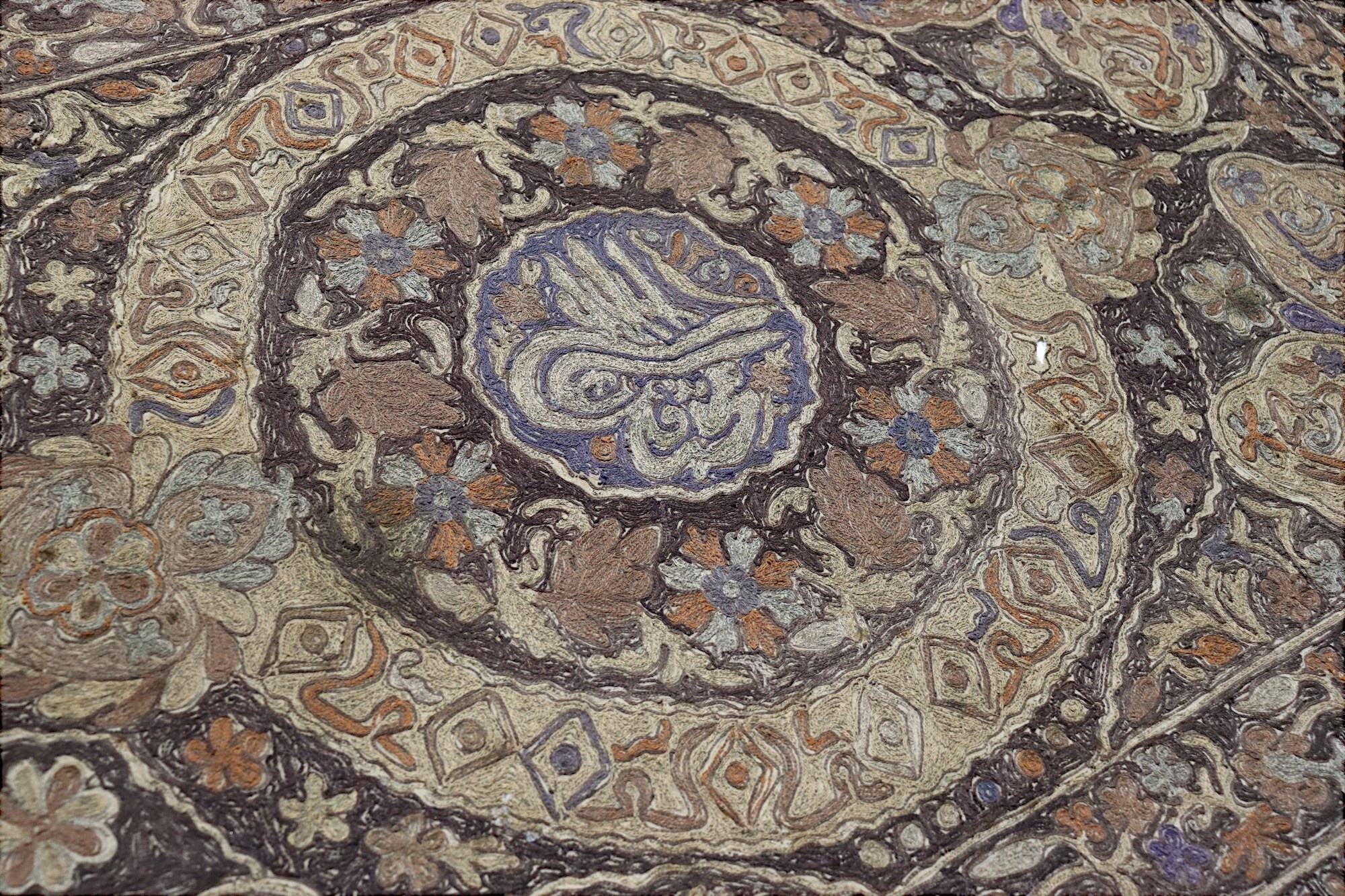 72.8"x50" mid-19th C. Ottoman Metallic Thread Embroidered Tablecloth wall hanging  24/A