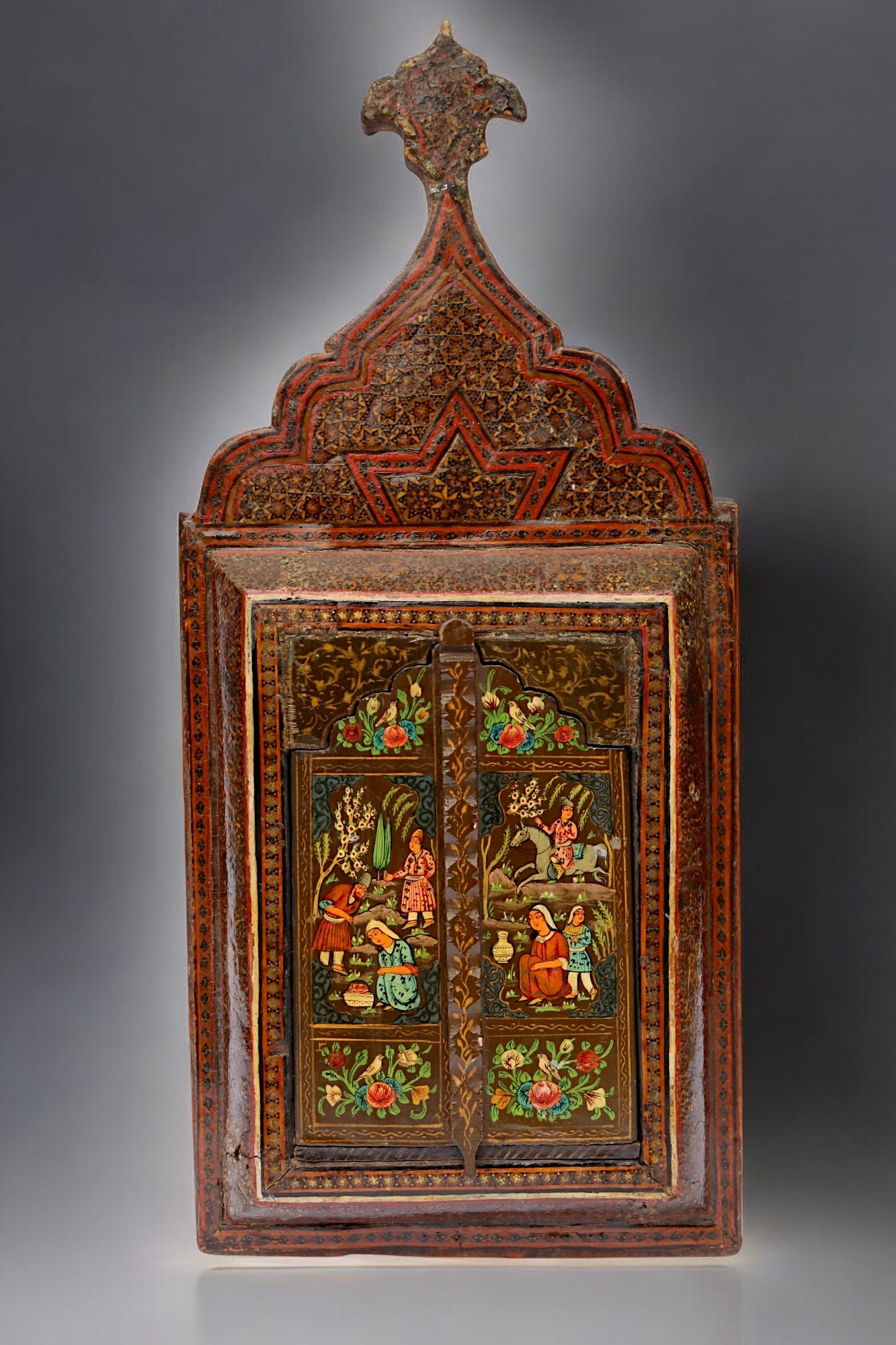 oriental hand made and  Hand Painted Islamic Khatamkari wall mirror mirror hand-painted withe miniature painting 24/A