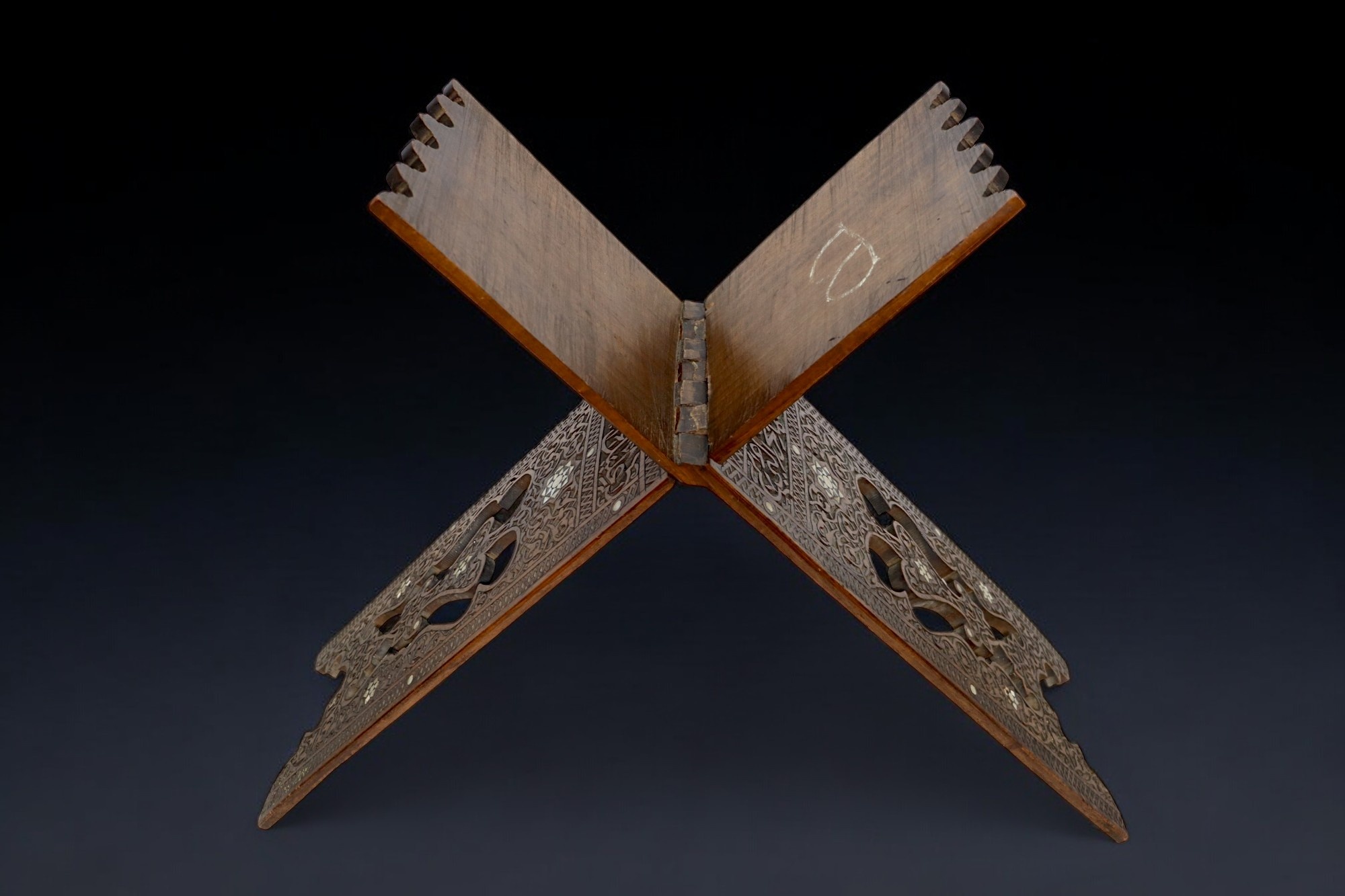 Antiker Orient hand geschnitzter islamischer osmanische Holz Koran Koran Ständer 19 Jh. NO-B