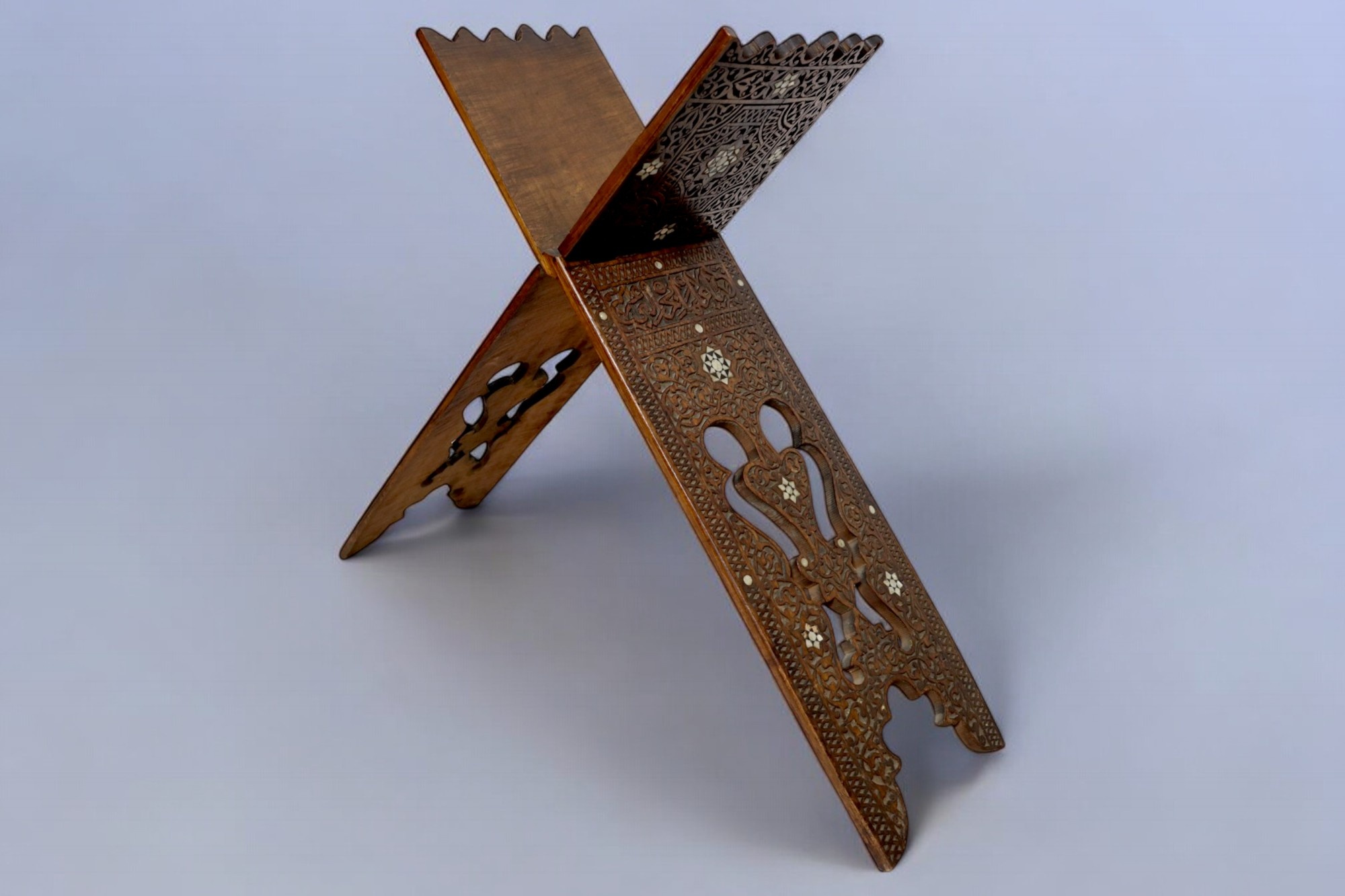 Antique hand-carved Ottoman Islamic Qur'an stand wood Inlaid Qur'an Koran Stand No:B