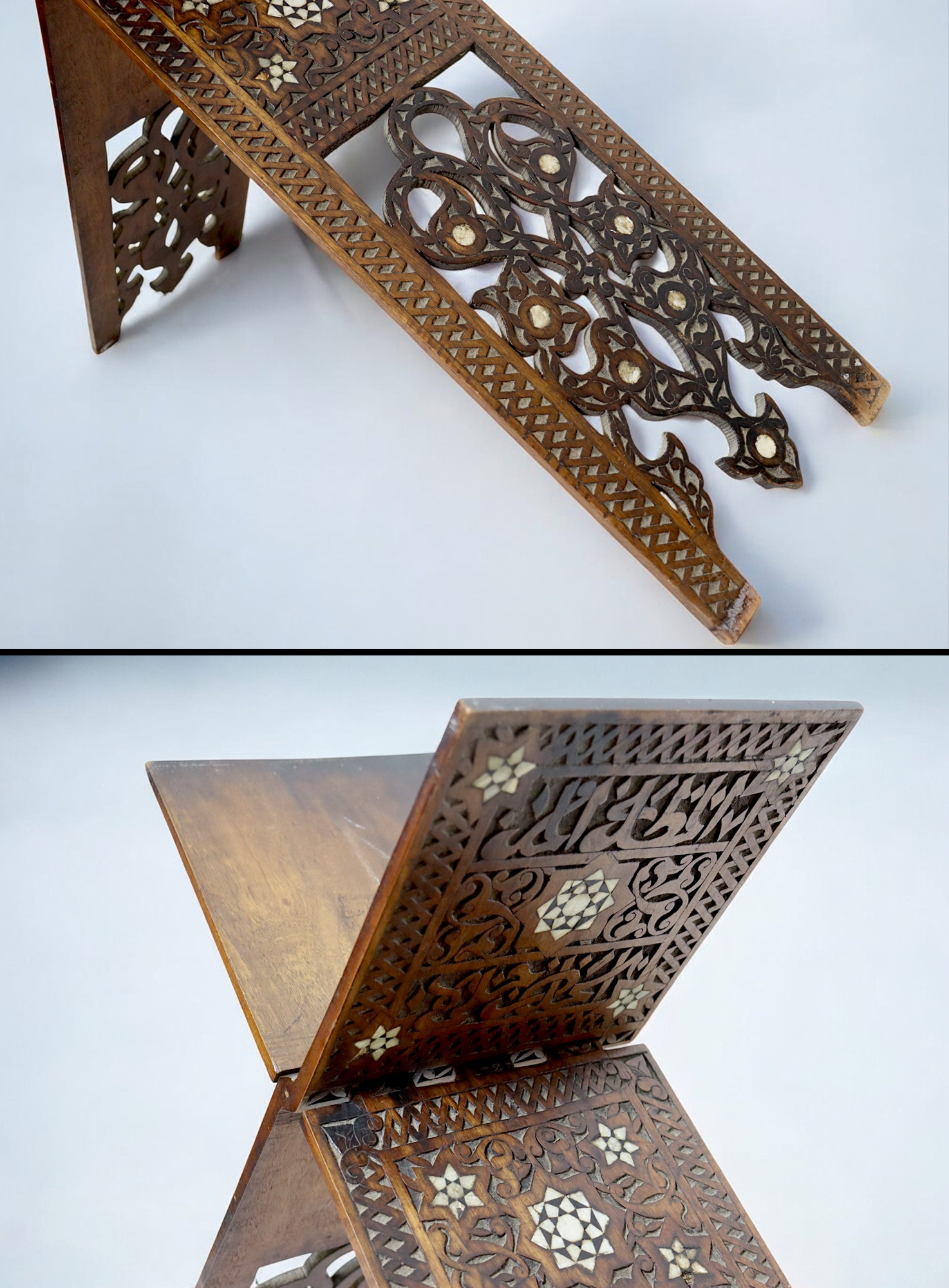 Antique hand-carved Ottoman Islamic Qur'an stand wood Inlaid Qur'an Koran Stand No:A