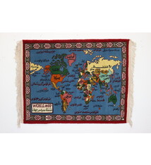 45.2 x 35.4 inch Rare Masterpiece oriental hand knotted Wool wall Rug world Atlas carpet map Worldmap Calligraphy from Afghanistan