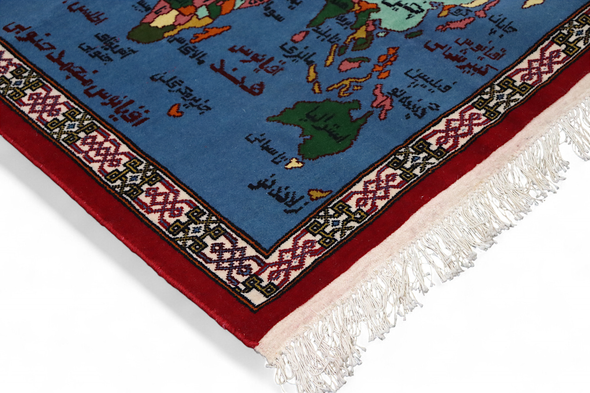 45.2 x 35.4 inch Rare Masterpiece oriental hand knotted Wool wall Rug world Atlas carpet map Worldmap Calligraphy from Afghanistan