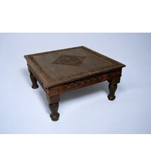 100x100 cm antik-look orient kolonialstil Massiv handgeschnitzte Tisch Wohnzimmertisch couchtisch Nuristan Afghanistan NUR24
