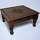 100x100 cm antique-look orient solid wood hand-carved table living room table coffee table Nuristan Afghanistan 24