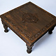 100x100 cm antique-look orient solid wood hand-carved table living room table coffee table Nuristan Afghanistan 24
