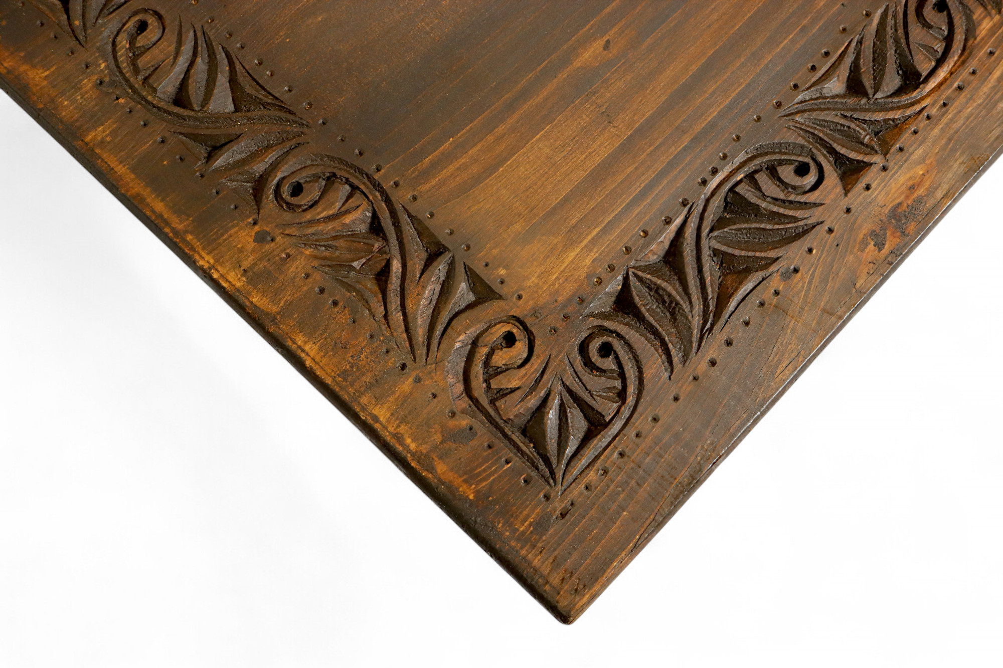 100x100 cm antique-look orient solid wood hand-carved table living room table coffee table Nuristan Afghanistan 24