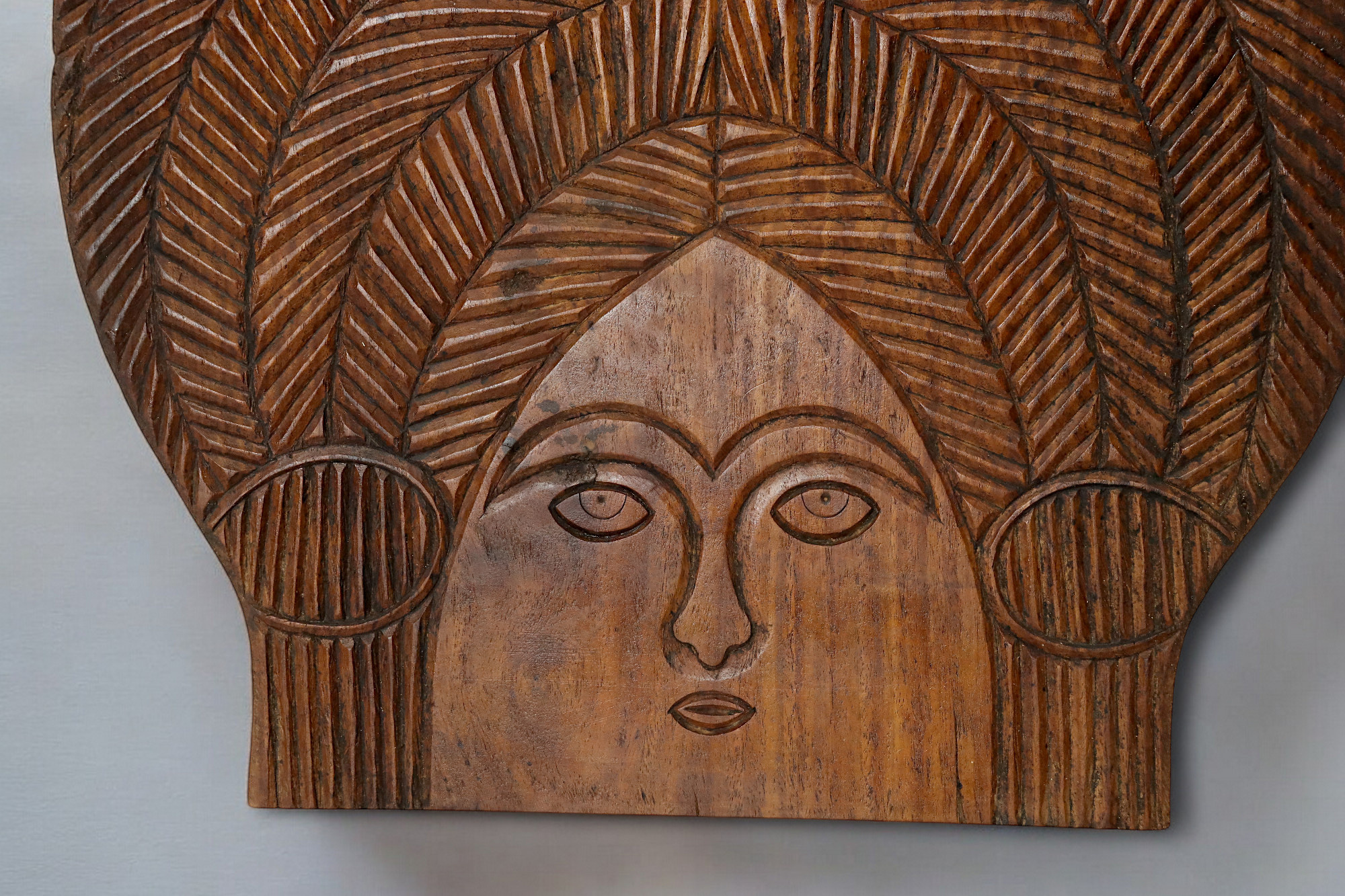 vintage orient solid wood handmade hand carved wall relief wall decoration from Nuristan Afghanistan No:C