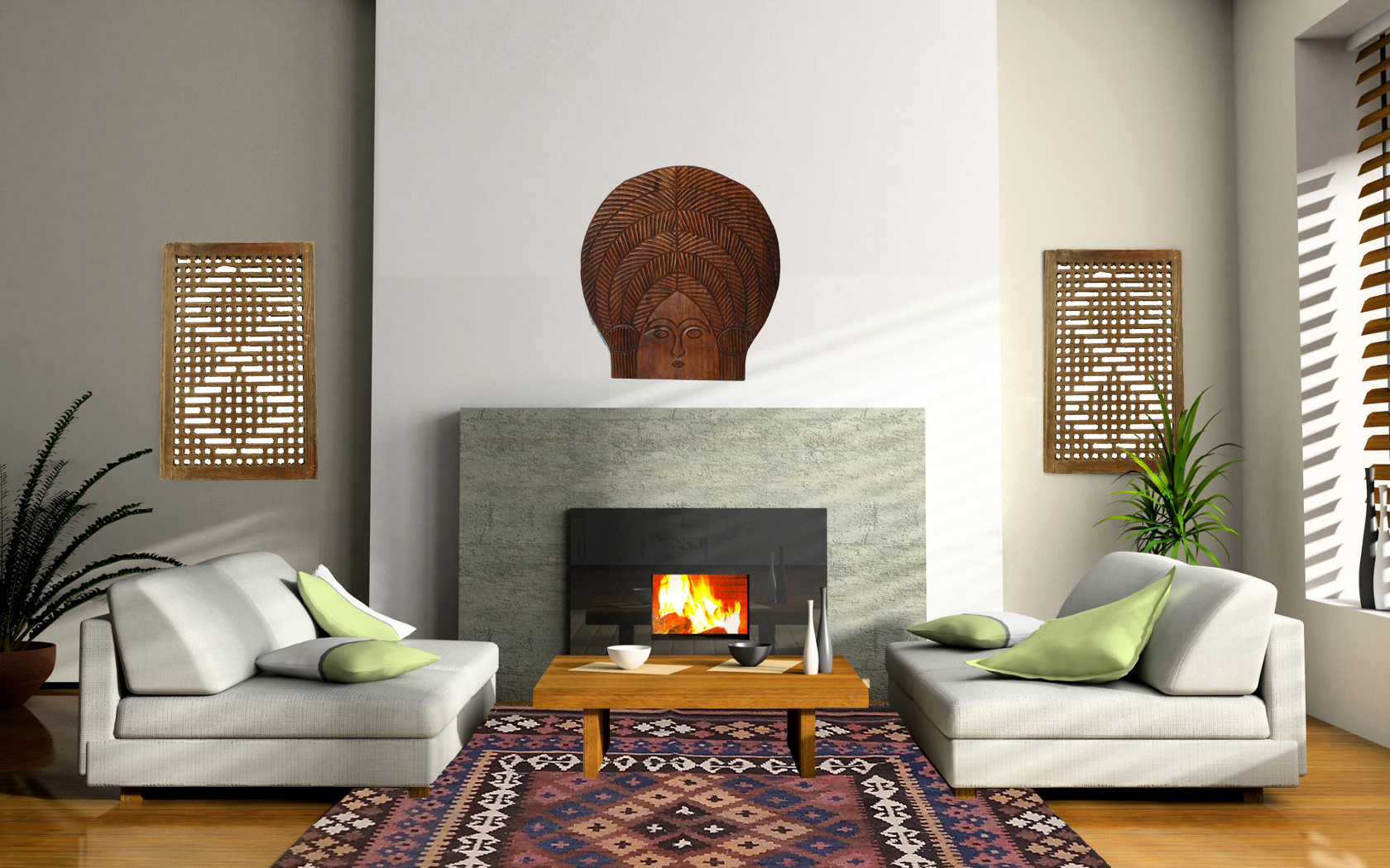 Vintag Handgeschnitzte wandrelief Wandbild WandKunst Skulptur aus Nuristan Afghanistan No:A