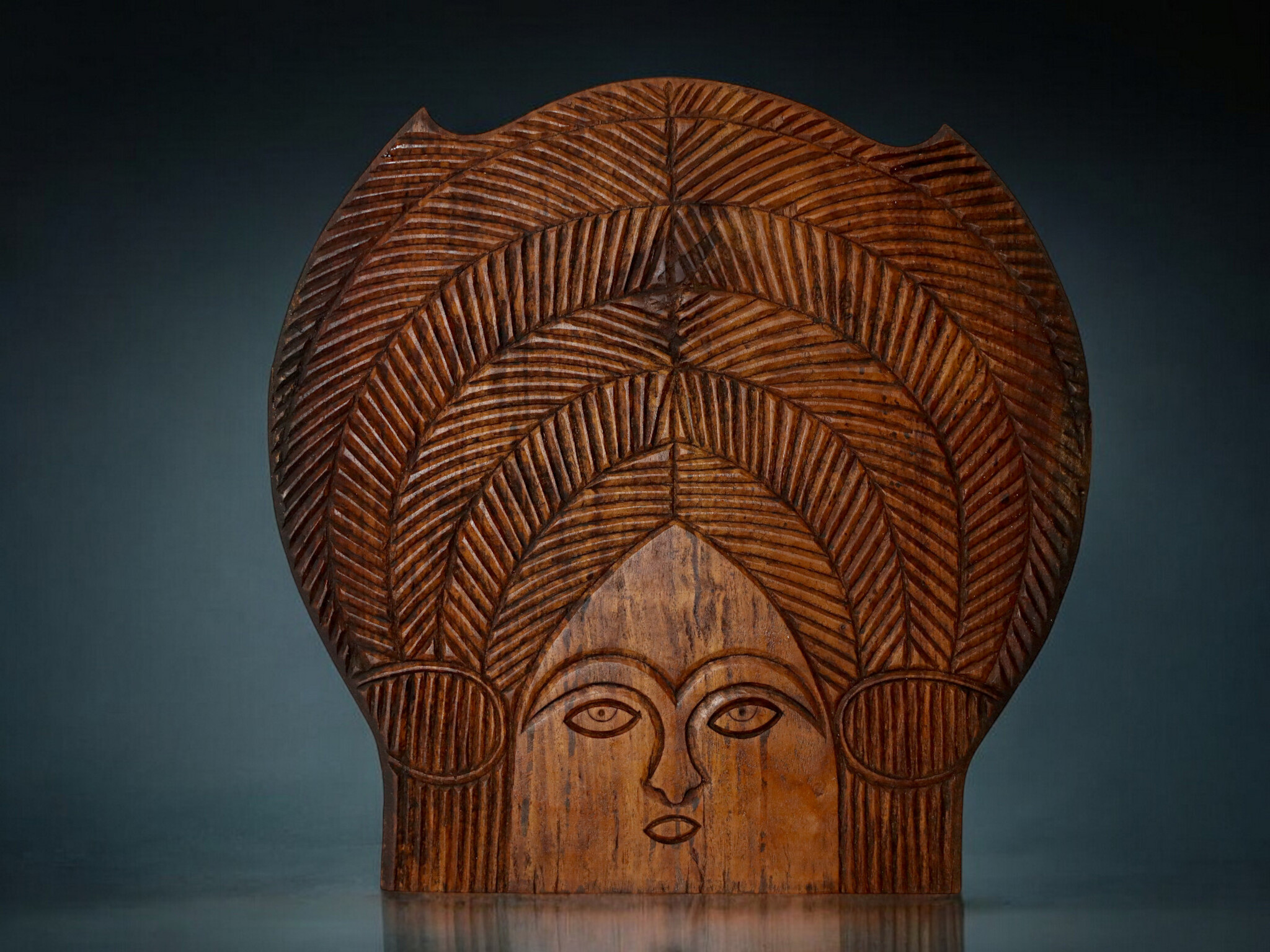 vintage orient solid wood handmade hand carved wall relief wall decoration from Nuristan Afghanistan  No:A