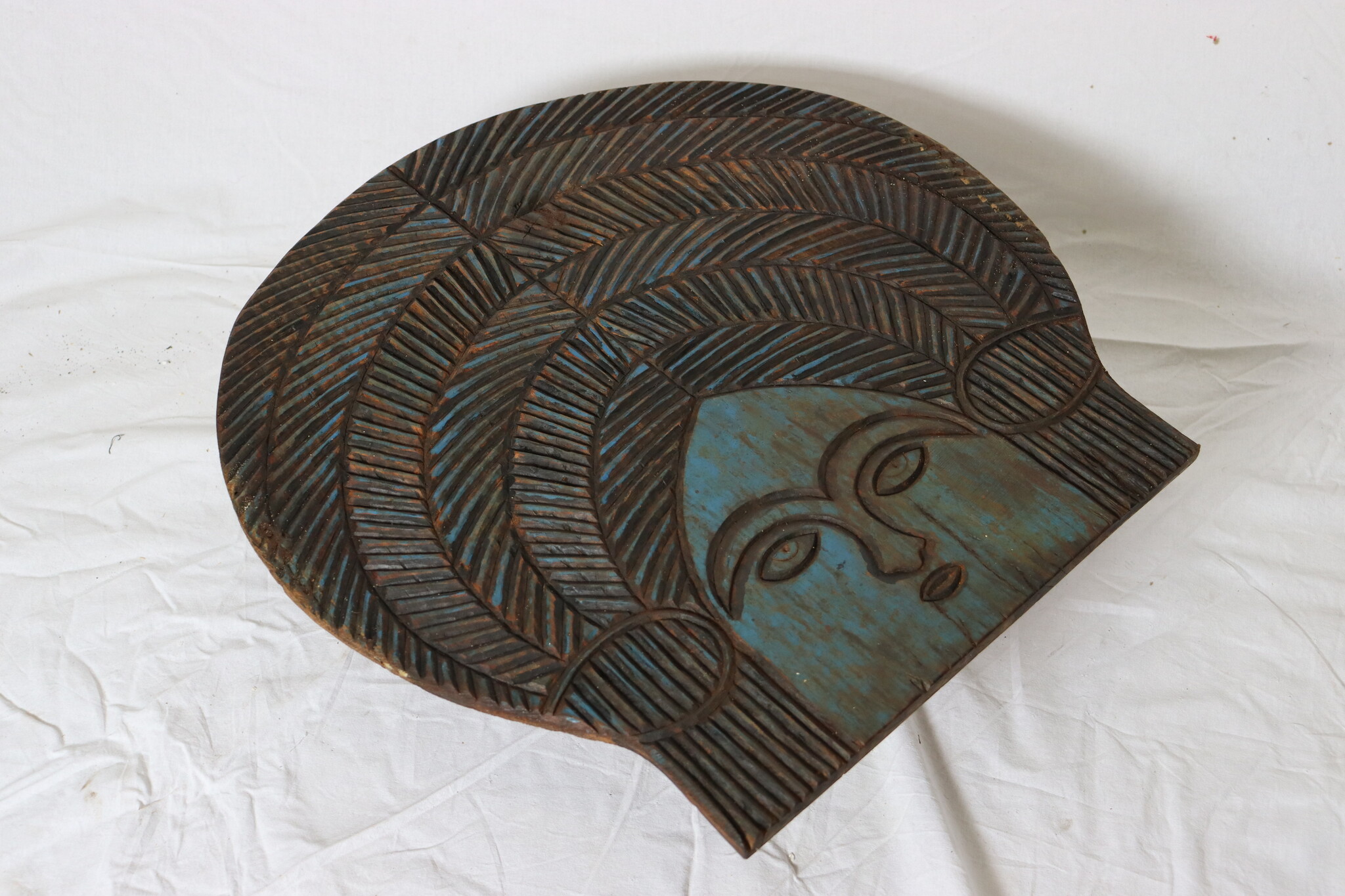 vintage orient solid wood handmade hand carved wall relief wall decoration from Nuristan Afghanistan  No:B