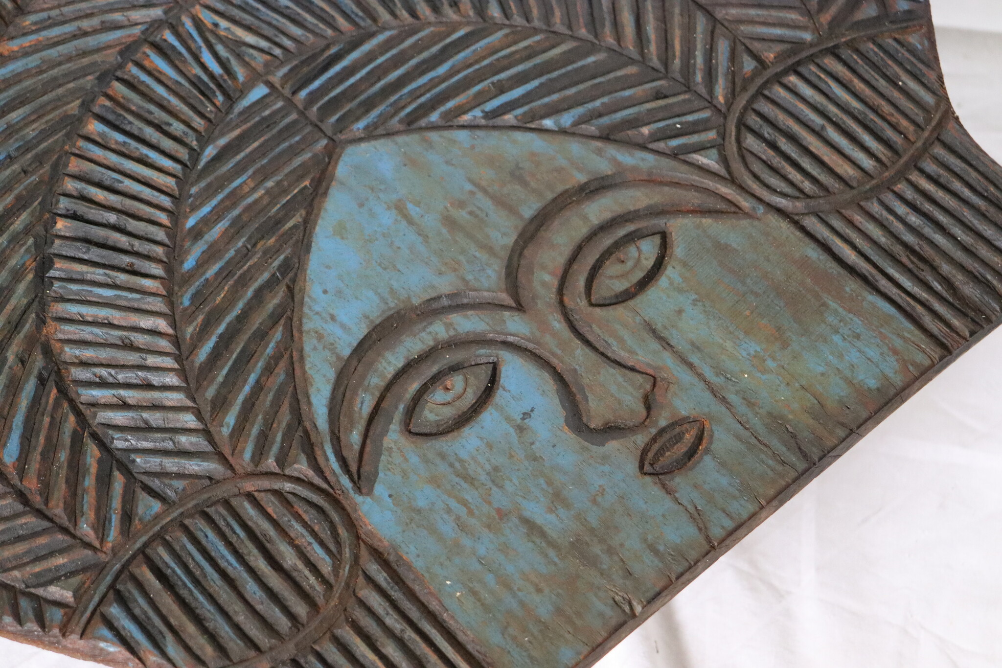 vintage orient solid wood handmade hand carved wall relief wall decoration from Nuristan Afghanistan  No:B