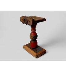 Antique handpainted stunning Vintage Lacquerware wooden oil lamp stand karosin lamp stand candle holder from Afghanistan / Pakistan No:19/J