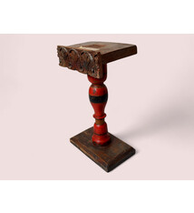 Antique handpainted stunning Vintage Lacquerware wooden oil lamp stand karosin lamp stand candle holder from Afghanistan / Pakistan No:19/F