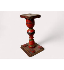 Antique handpainted stunning Vintage Lacquerware wooden oil lamp stand karosin lamp stand candle holder from Afghanistan / Pakistan No:19/E