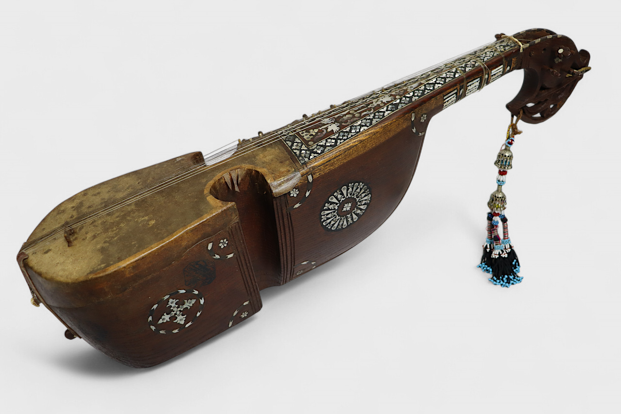 antique traditional folk musical instrument Afghanistan Rubab rabab rabab mother of pearl inlay 25-2