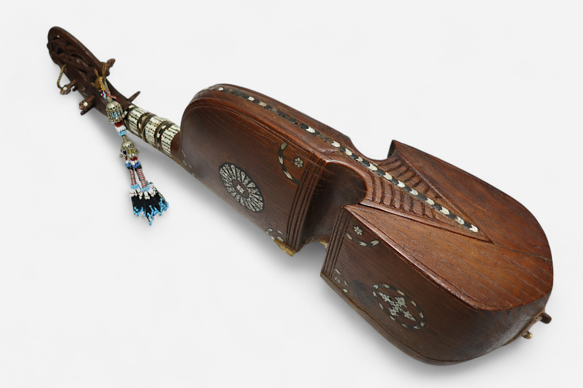 antique traditional folk musical instrument Afghanistan Rubab rabab rabab mother of pearl inlay 25-2