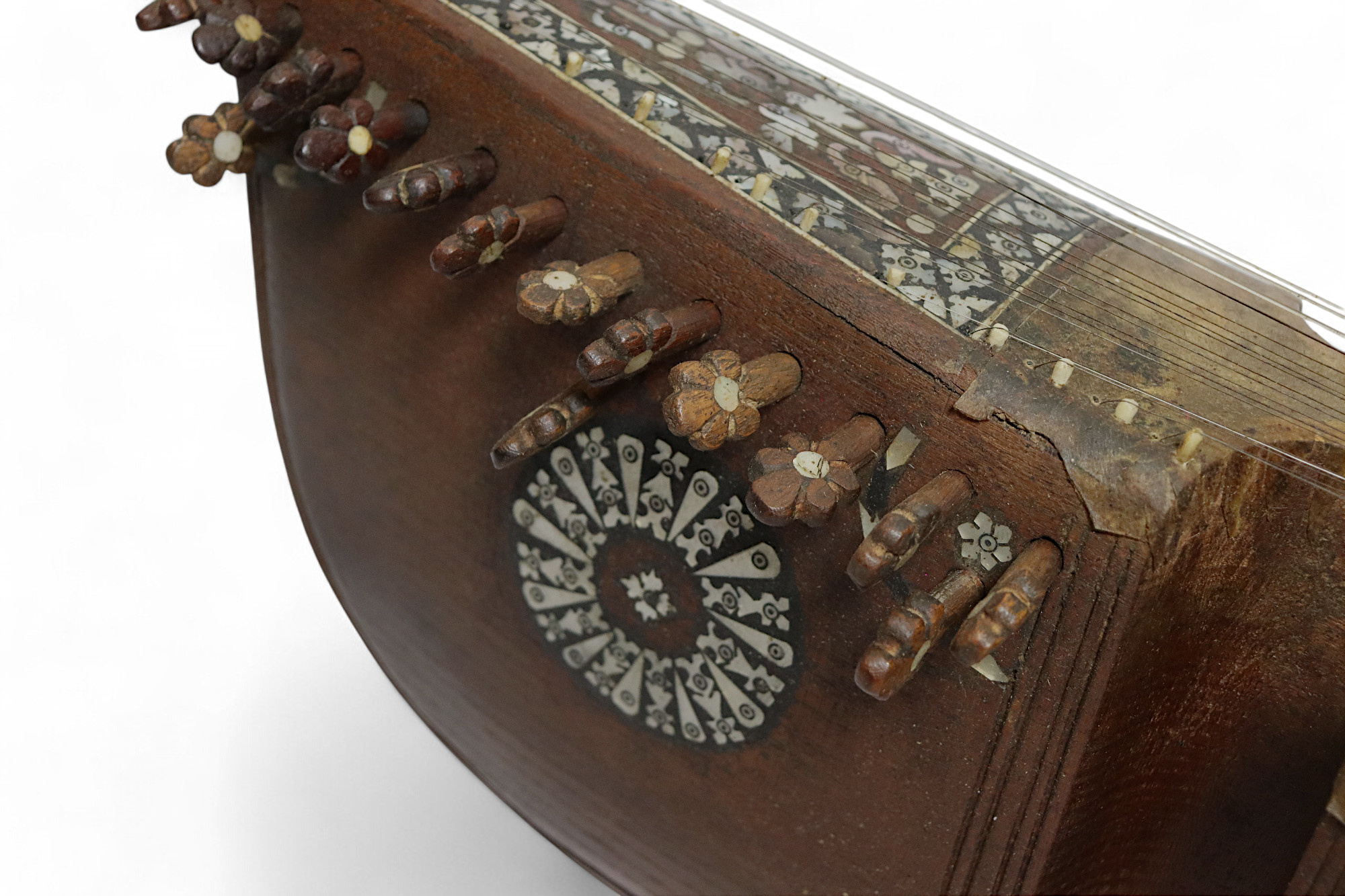 antique traditional folk musical instrument Afghanistan Rubab rabab rabab mother of pearl inlay 25-2