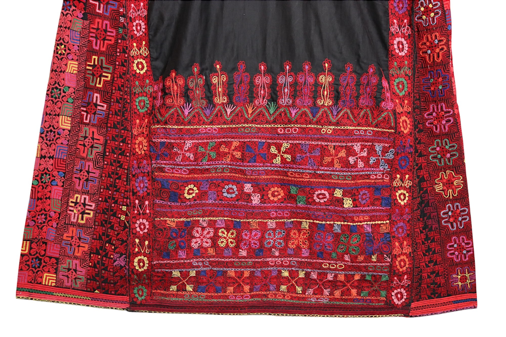 antique hand embroidered bedouin palestinian Ethnic thoub tunic dress Palestinian~SILK~WEDDING~Dress~1930-40's~Rare Museum Piece 25A