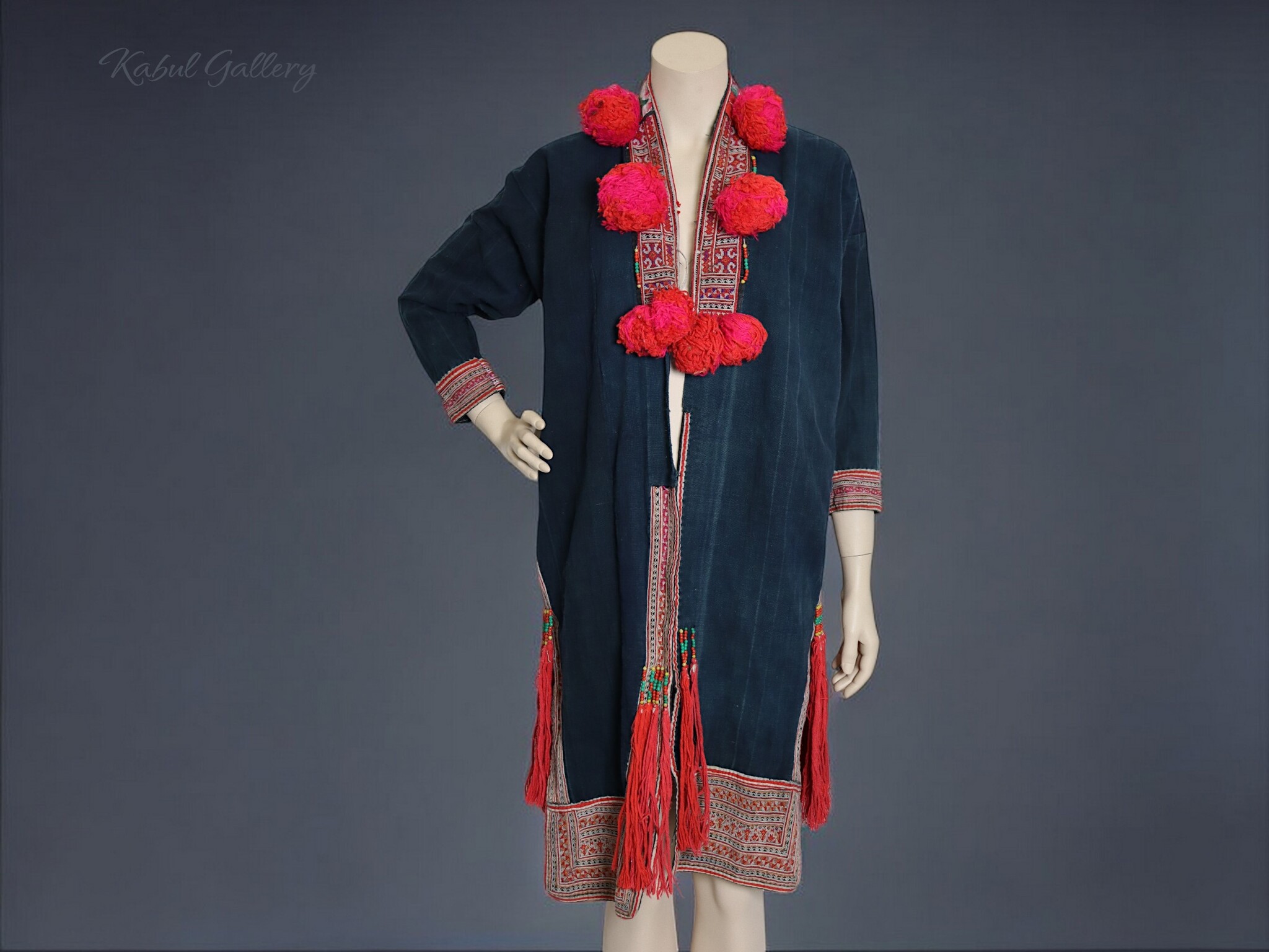 Vintage hand embroidered jacket coat dress tribe Akha or Hmong from   Northeast Asia Thailand , mid 20th century Museum Quality