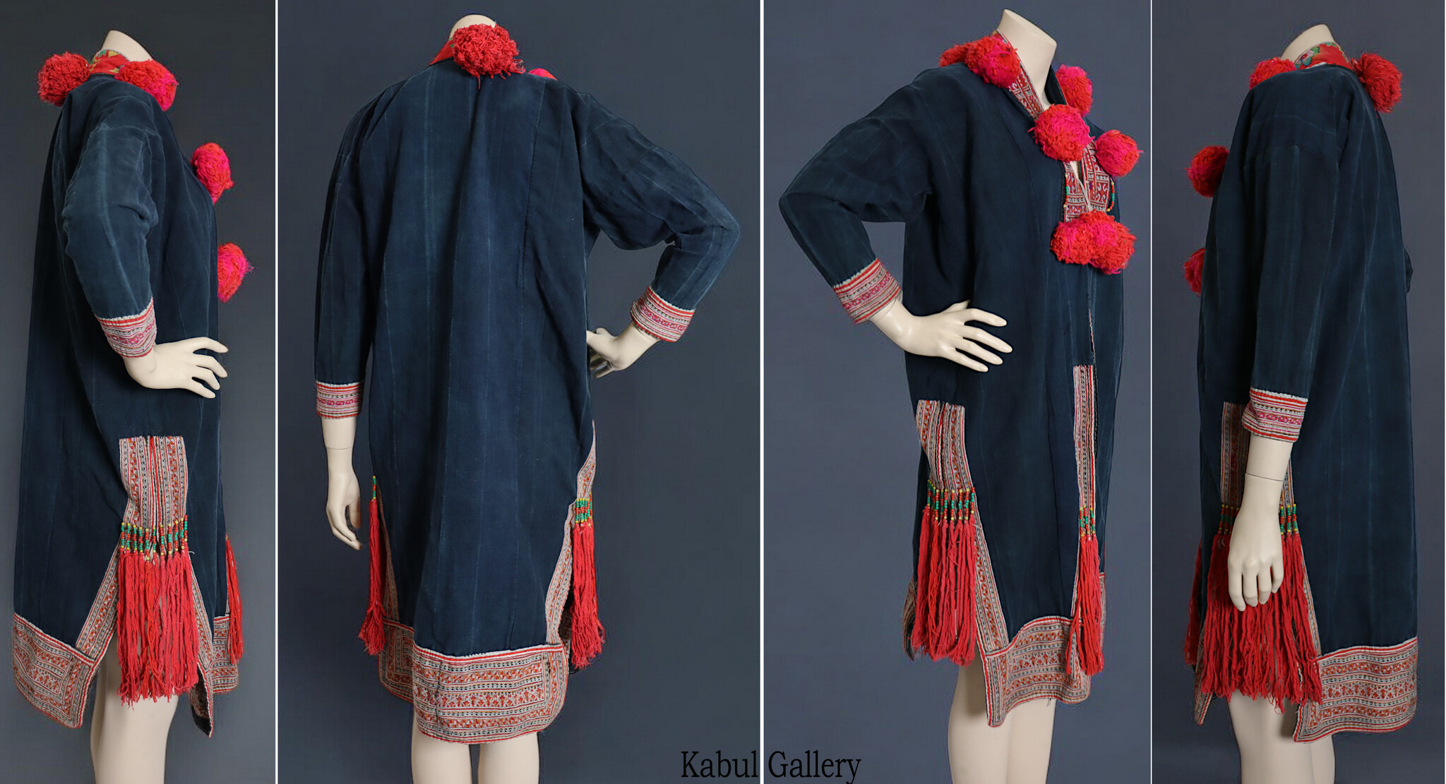 Vintage hand embroidered jacket coat dress tribe Akha or Hmong from   Northeast Asia Thailand , mid 20th century Museum Quality