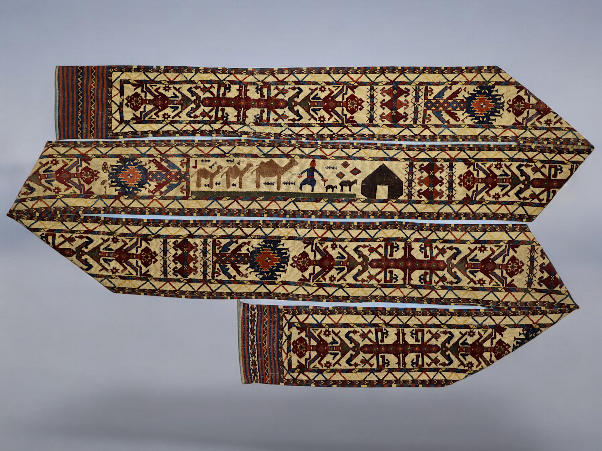 980  x 40 cm  Rare  oriental turkmen Bukhara jemud nomadic kilim tentband Yurt Turkoman tent band,