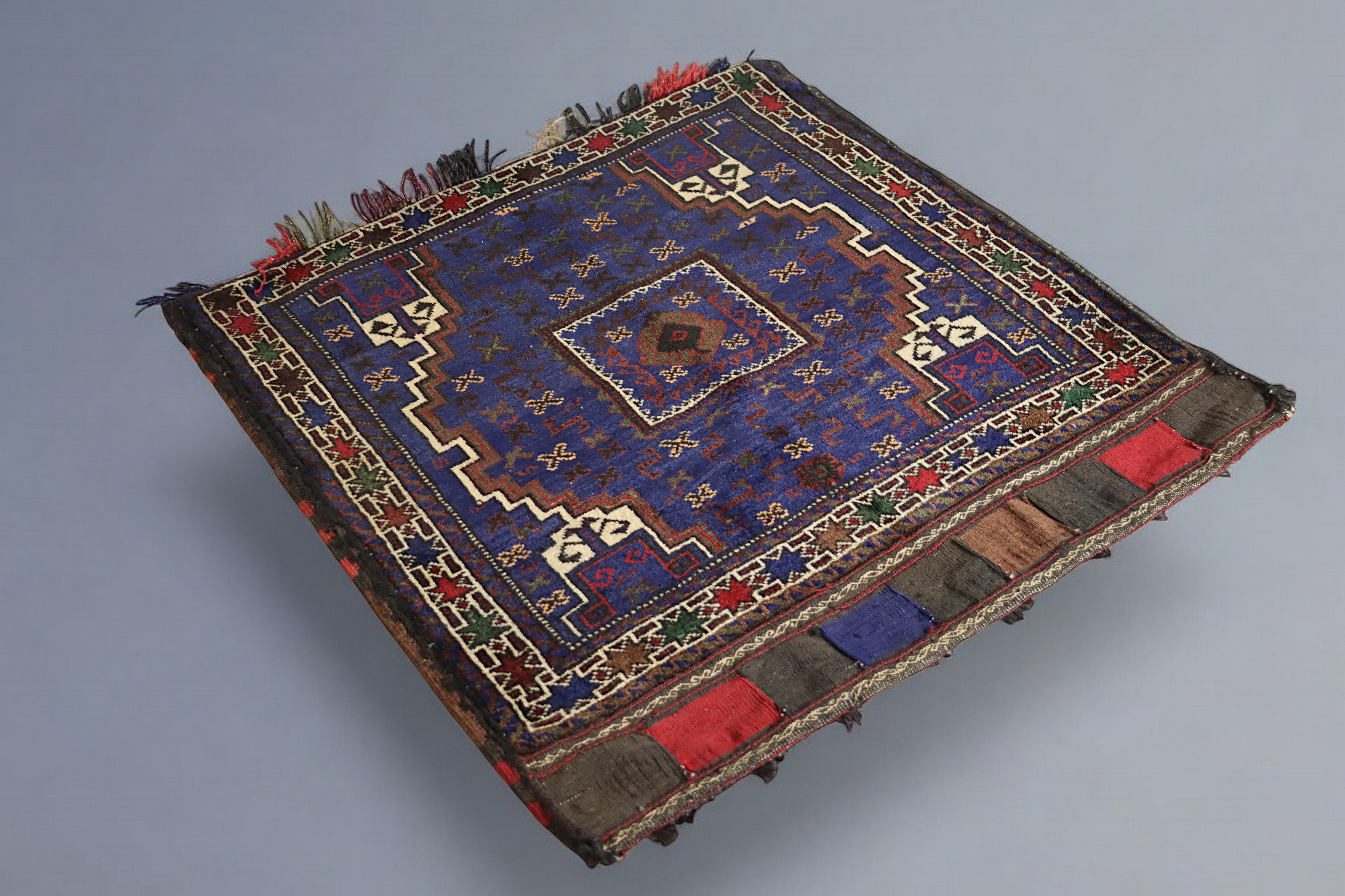 antique very rare Balochi nomadic carpet cushion orient nomad rug seat Bohemian Afghanistan pillow 21/7