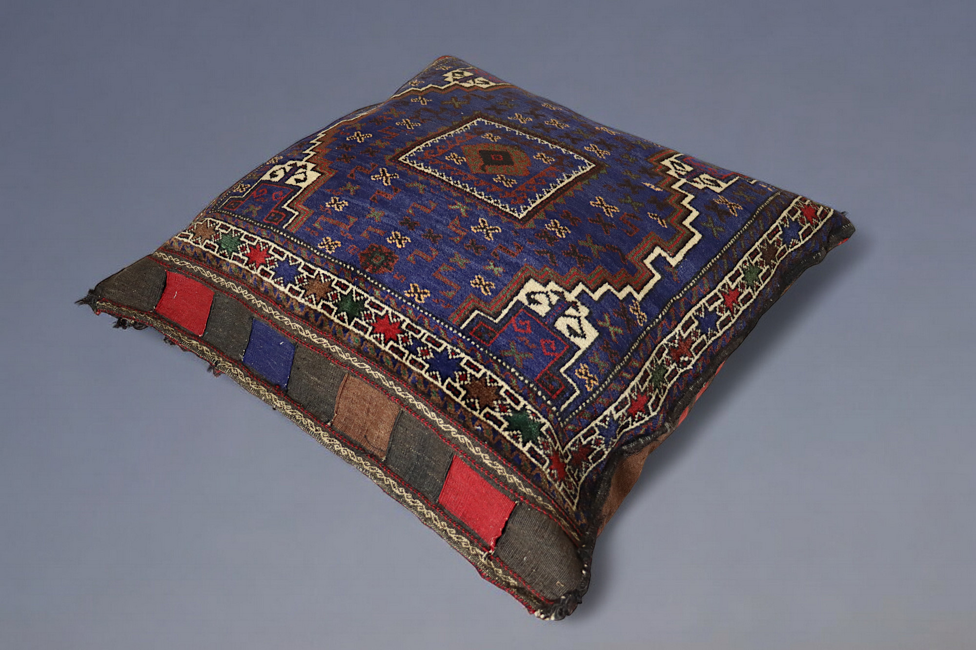 antique very rare Balochi nomadic carpet cushion orient nomad rug seat Bohemian Afghanistan pillow 21/7