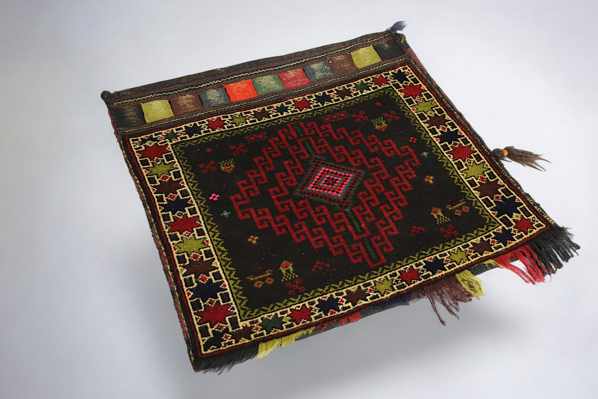 antique very rare Balochi nomadic carpet cushion orient nomad rug seat Bohemian Afghanistan pillow 21/2