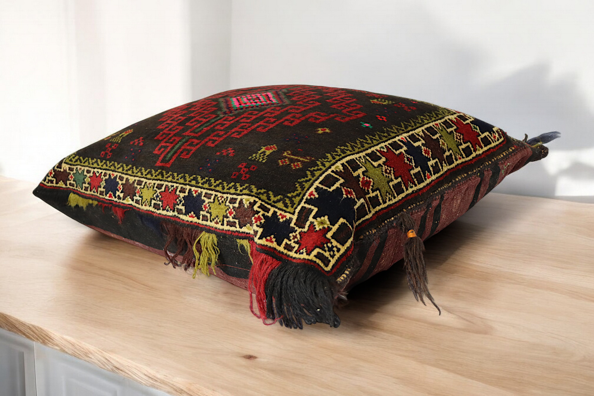 antique orient Afghan Beloch nomad rug seat cushions floor cushion Bohemian pillow. 21/2