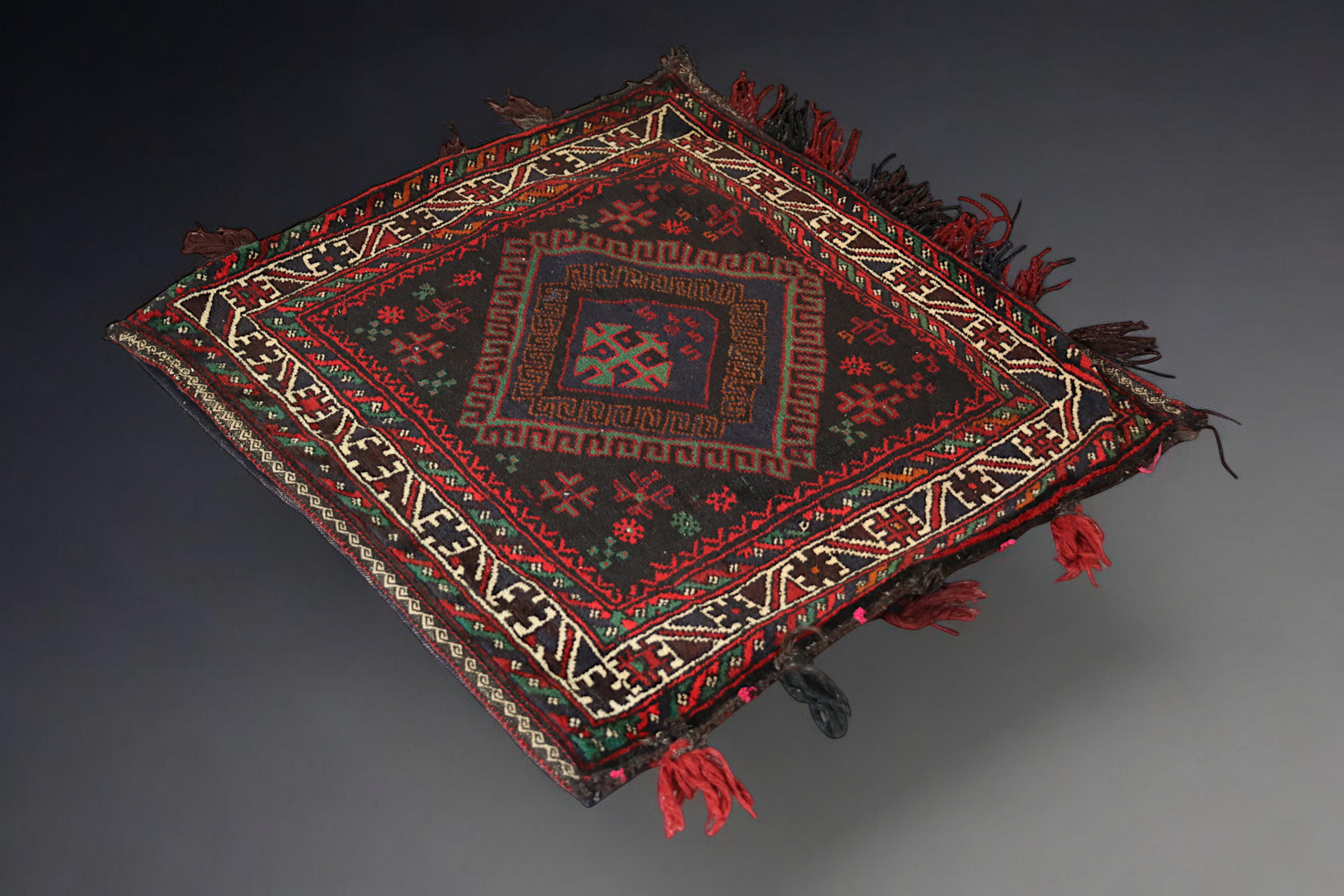 antique very rare Balochi nomadic carpet cushion orient nomad rug seat Bohemian Afghanistan pillow 21/1