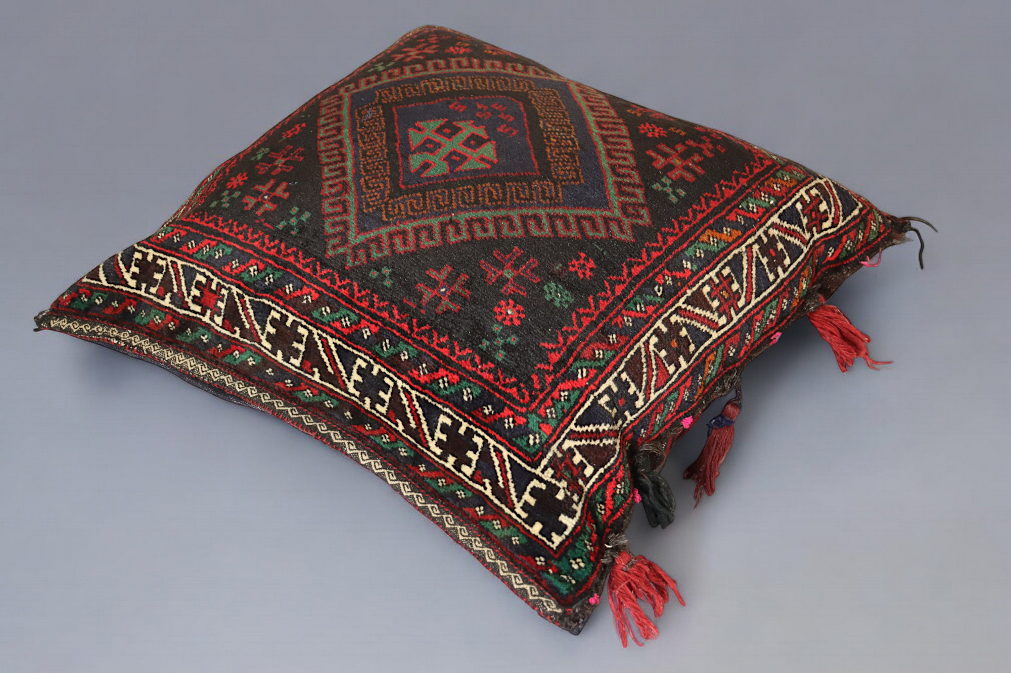 antique very rare Balochi nomadic carpet cushion orient nomad rug seat Bohemian Afghanistan pillow 21/1