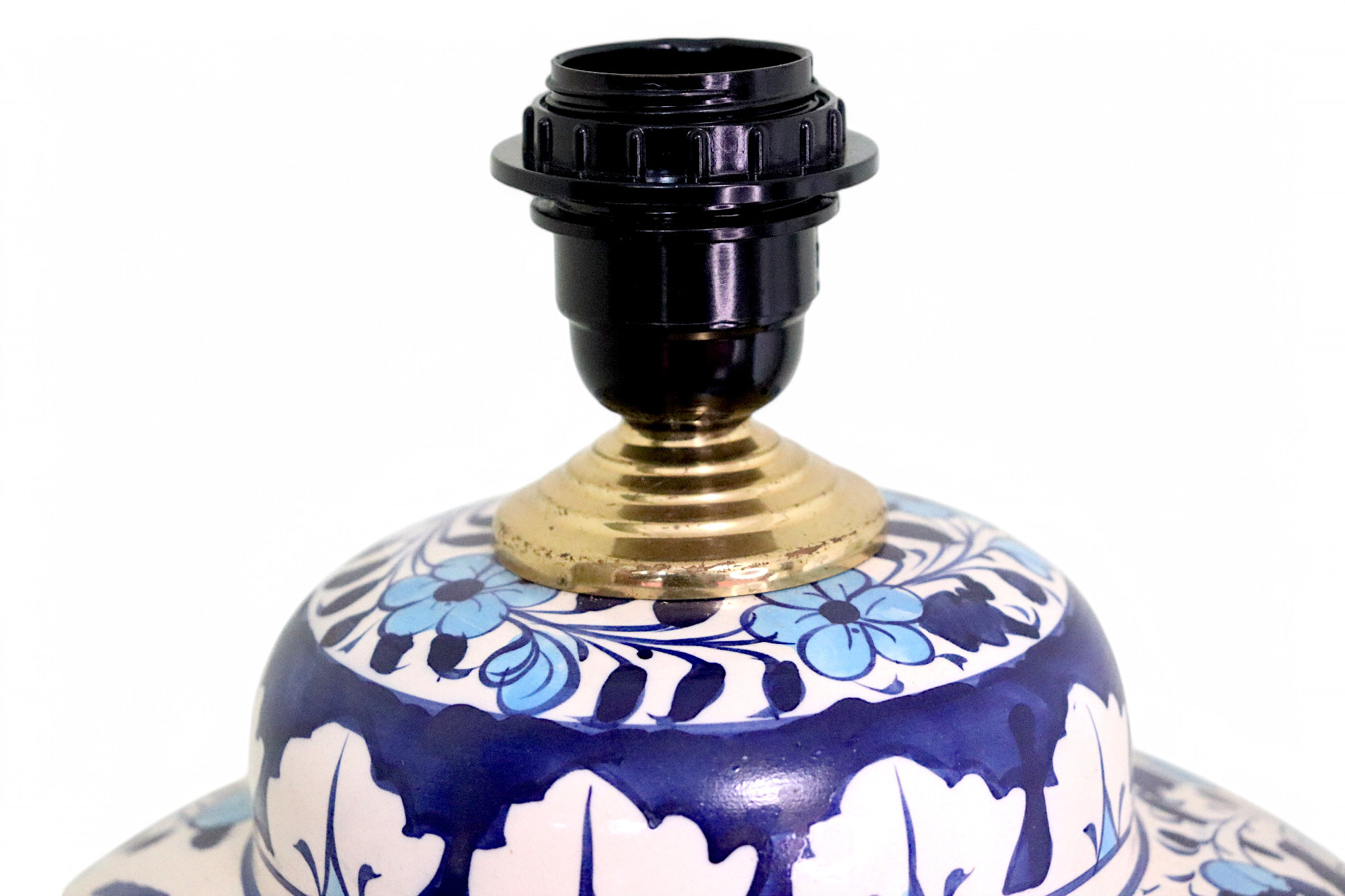 super large Multan ware Ceramic lamp base with islamic calligraphy blue and turquoise Iznik decoration بسم الله الرحمن الرحيم No: C