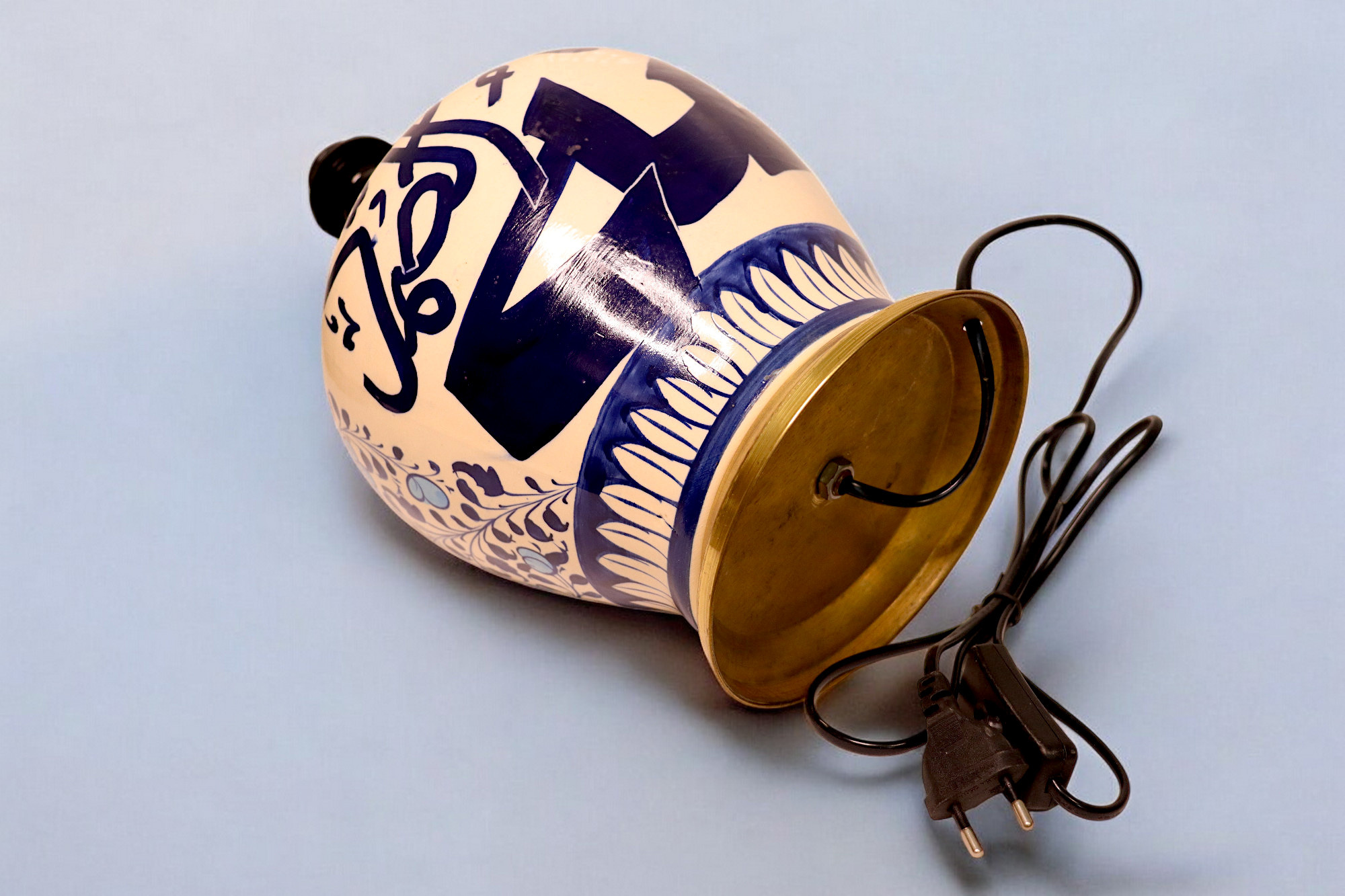 islamische handbemalte Keramik Lampenfuß aus Multan Iznik Lampe الله الصمد Nr: 25E