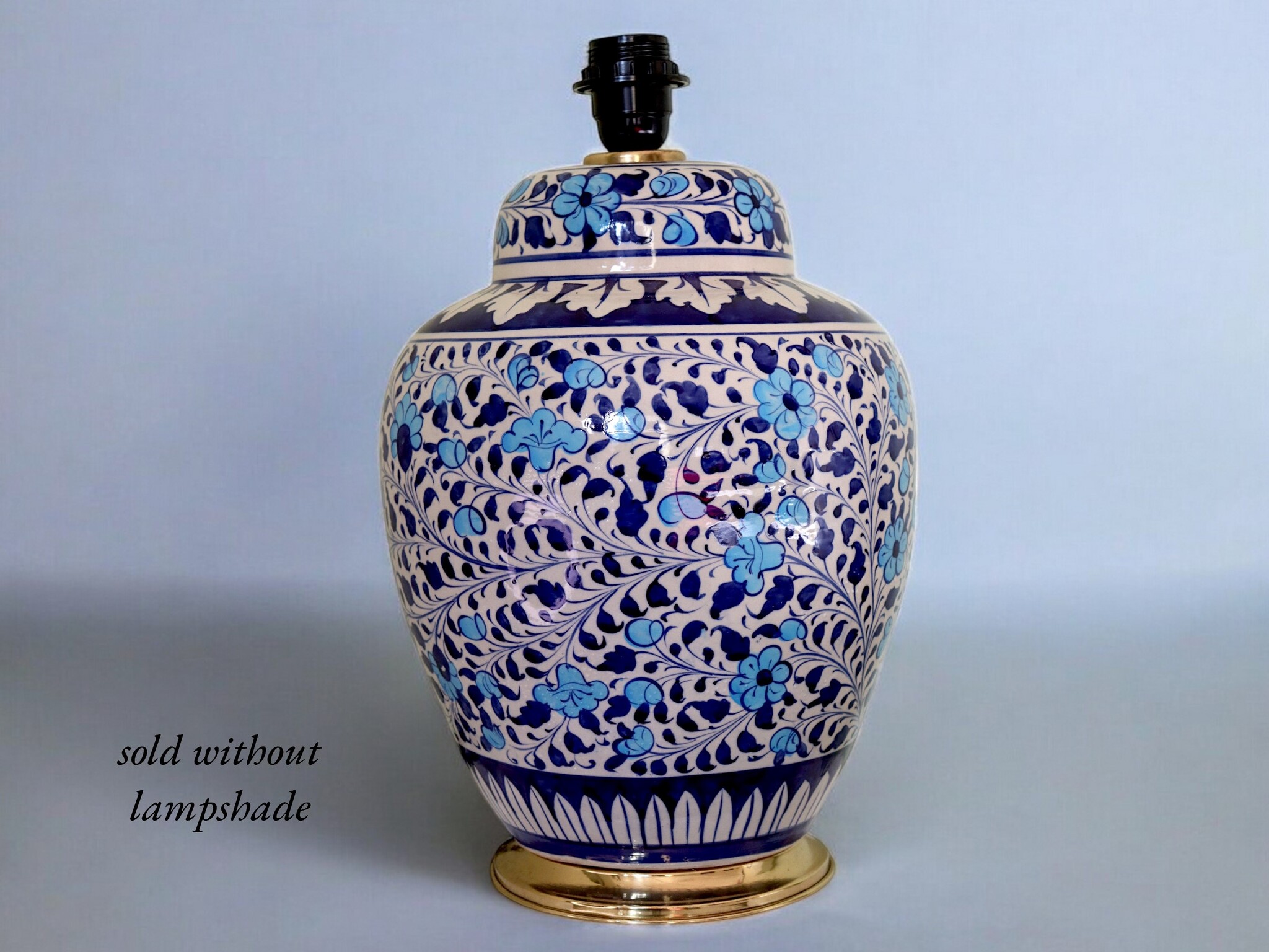 super large Multan ware Ceramic lamp base with islamic calligraphy blue and turquoise Iznik decoration اللهم صلي علي محمد وبارك وسلم No: 25A