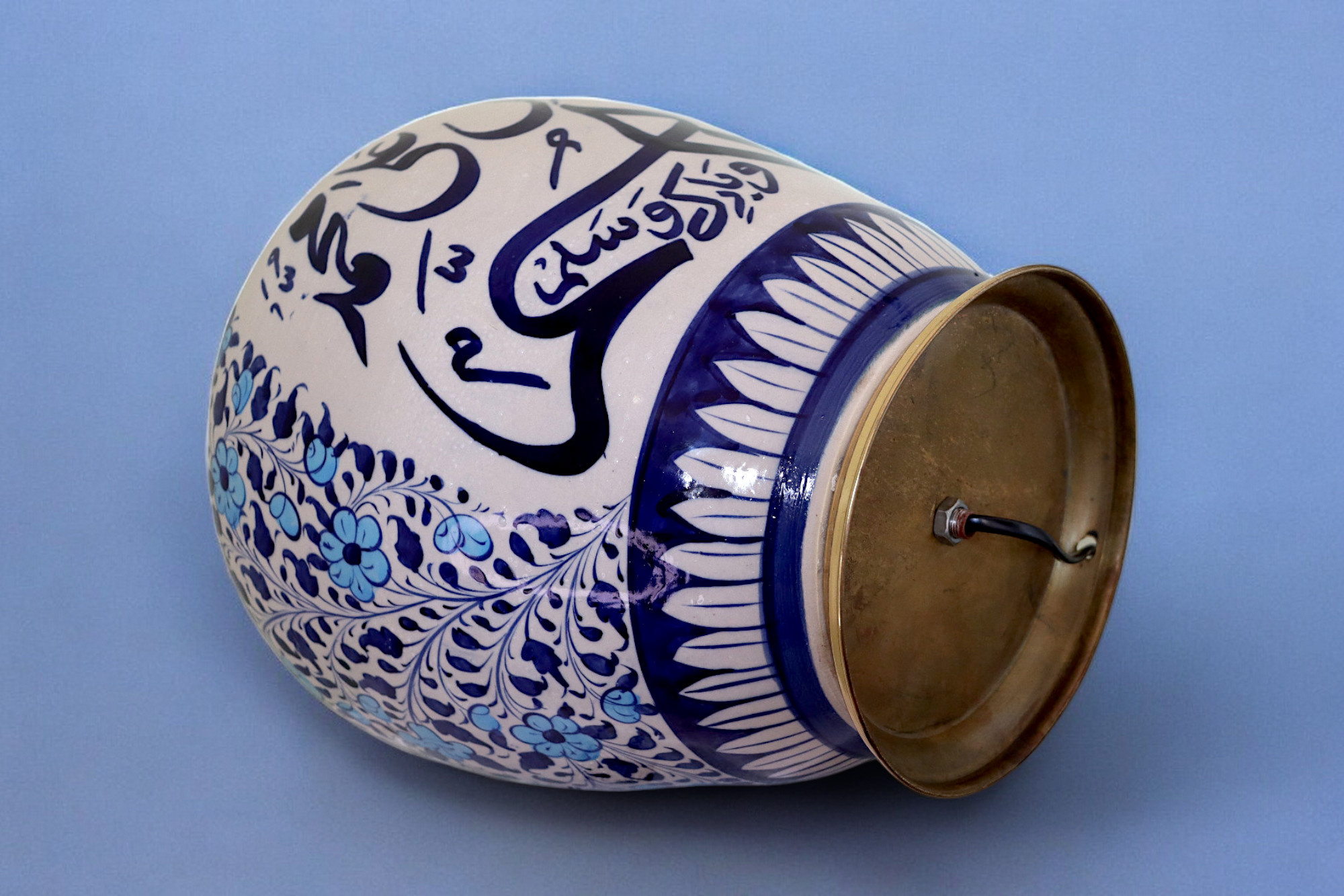 islamische handbemalte Keramik Lampenfuß aus Multan Iznik Lampe اللهم صلي علي محمد وبارك وسلم Nr: 25A