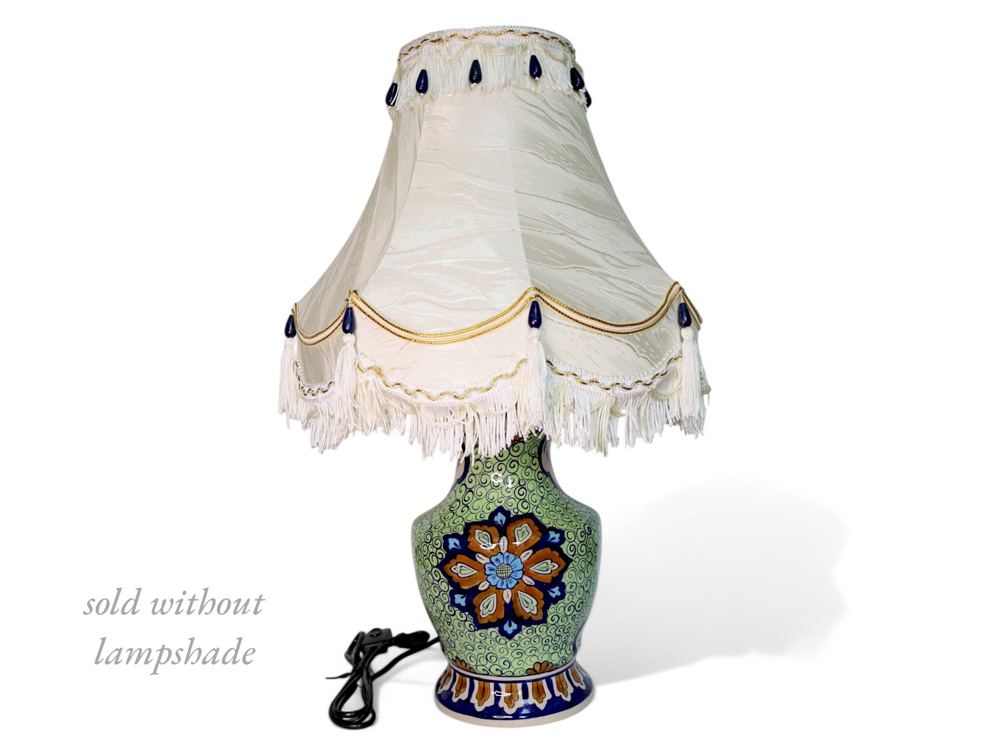 super large Multan ware Ceramic lamp base with islamic calligraphy blue and turquoise Iznik decoration No:25B