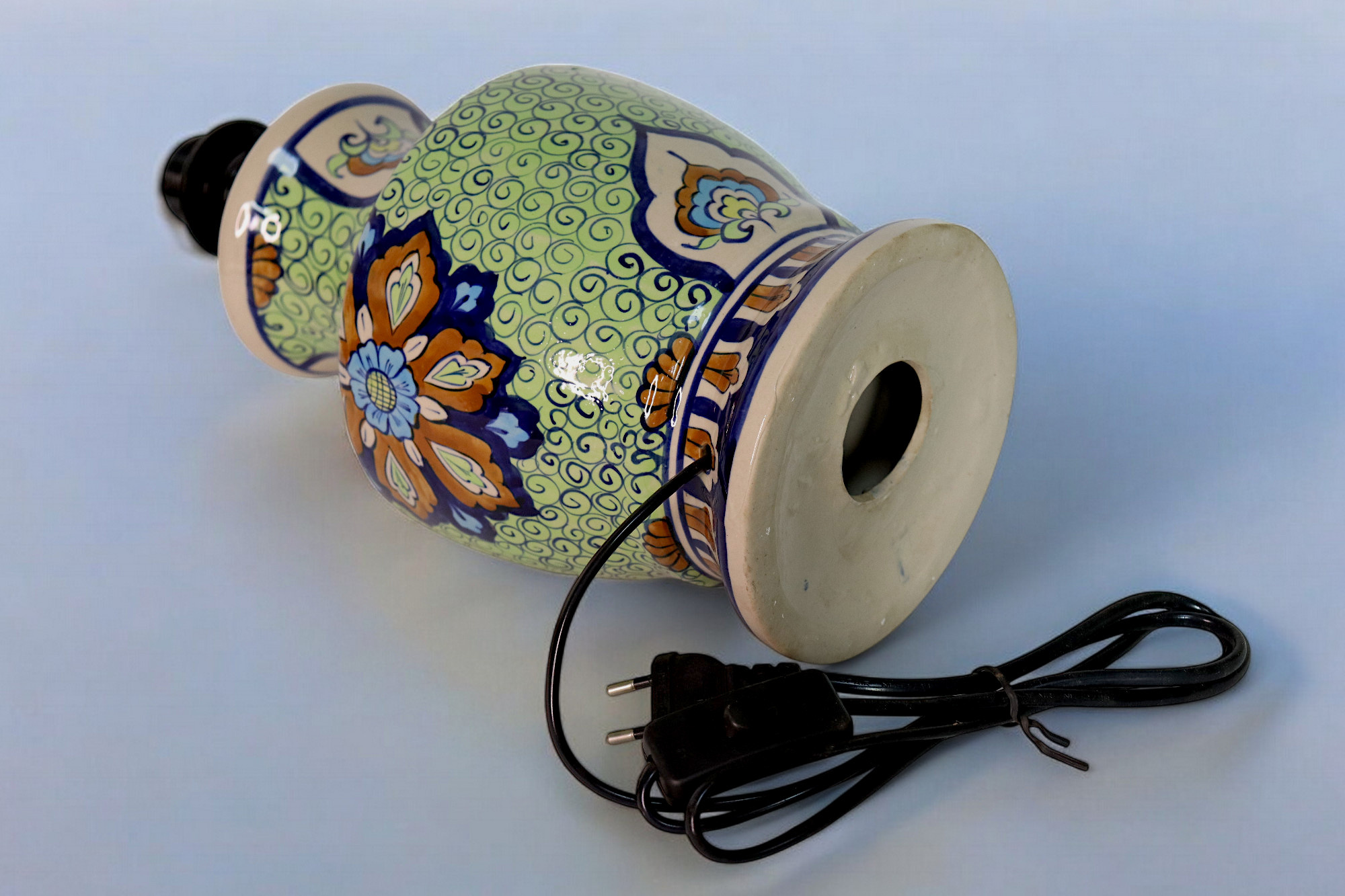 super large Multan ware Ceramic lamp base with islamic calligraphy blue and turquoise Iznik decoration No:25B