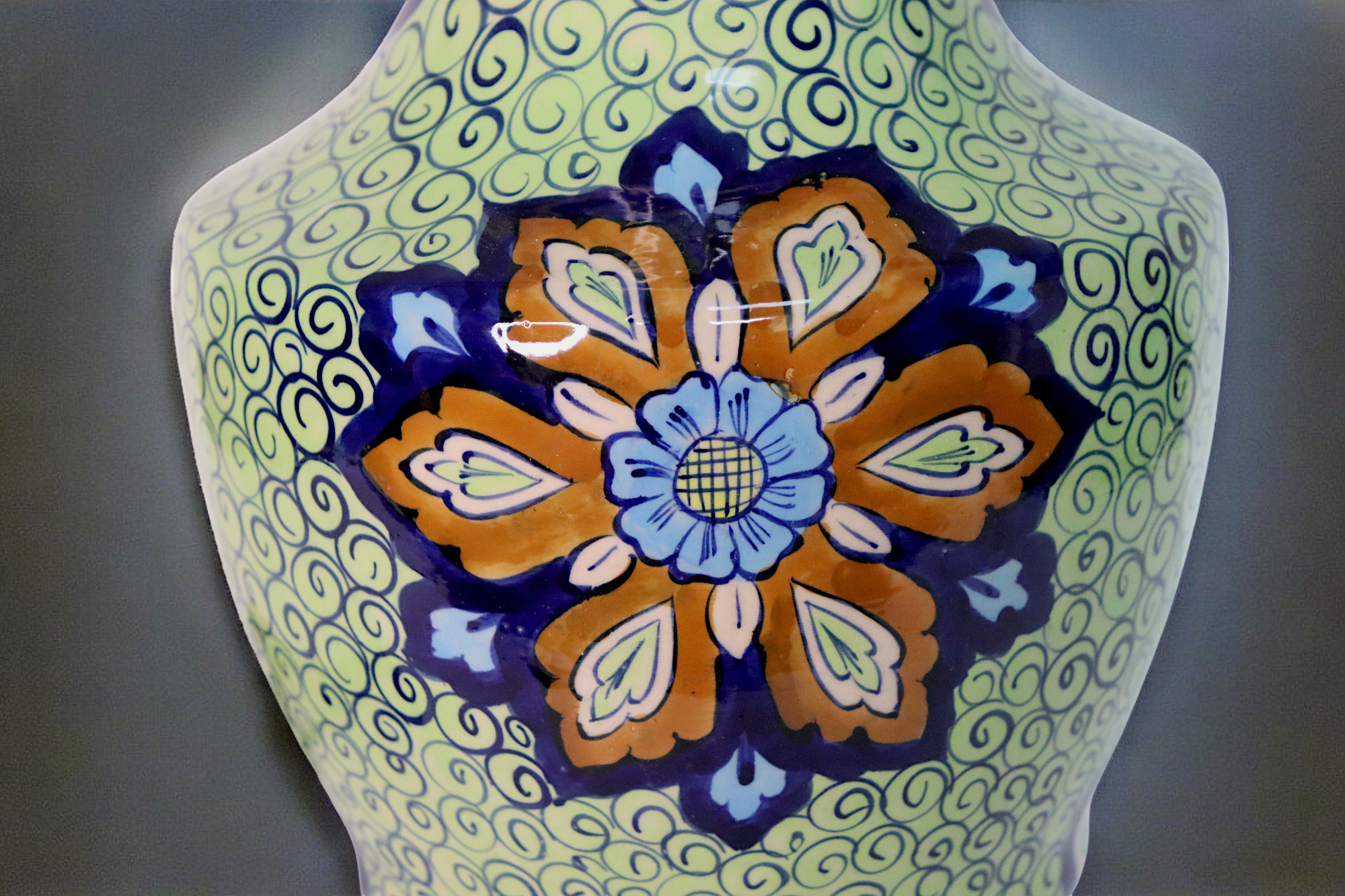 super large Multan ware Ceramic lamp base with islamic calligraphy blue and turquoise Iznik decoration No:25B