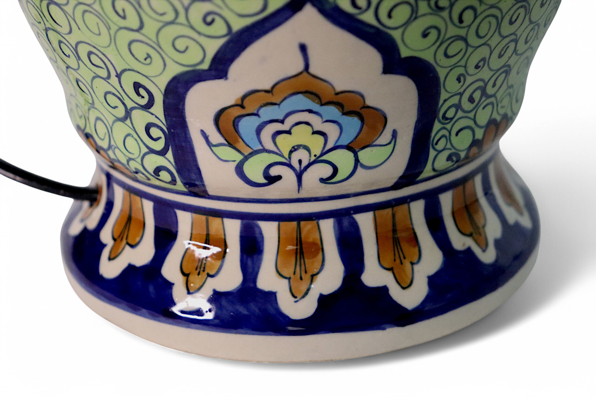 super large Multan ware Ceramic lamp base with islamic calligraphy blue and turquoise Iznik decoration No:25B
