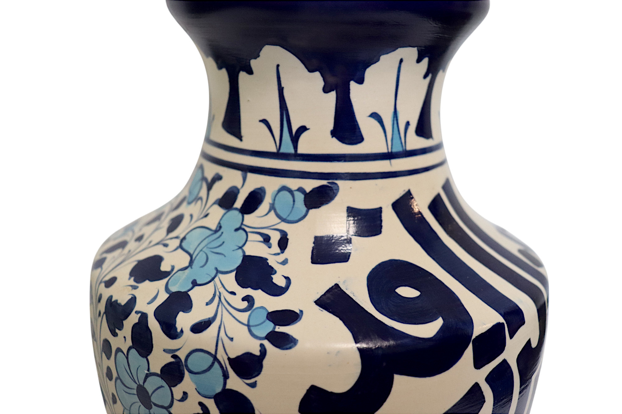 super large Multan ware Ceramic lamp base with islamic calligraphy blue and turquoise Iznik decoration و الله خیر الرازقین No:25C