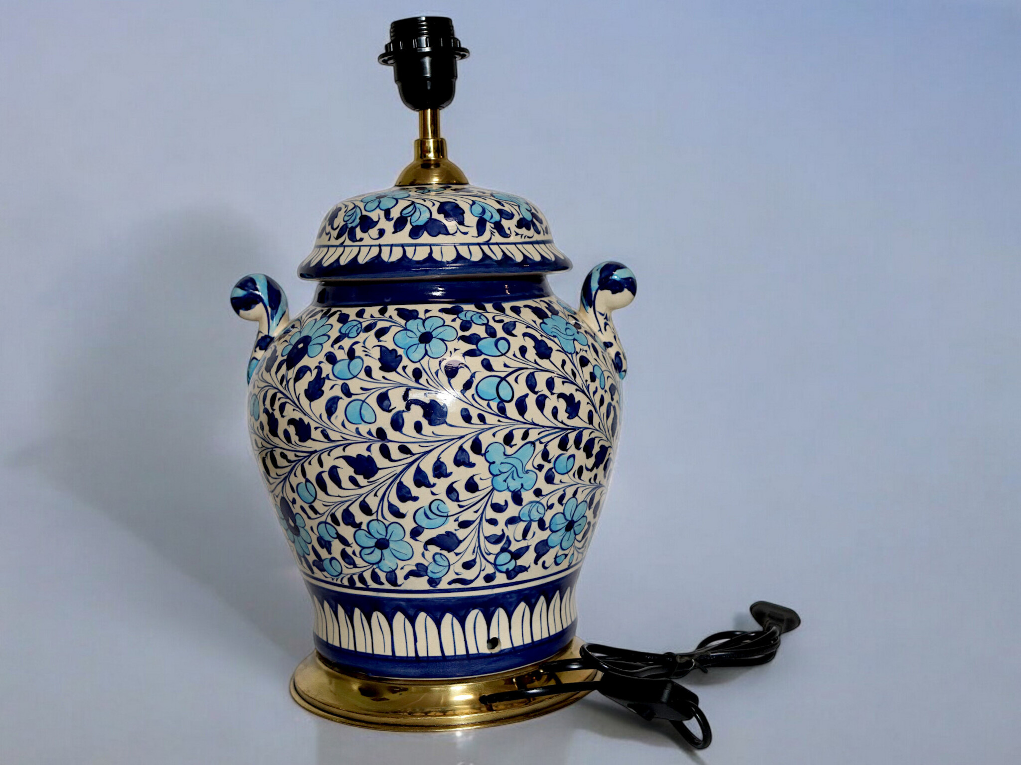 super large Multan ware Ceramic lamp base with islamic calligraphy blue and turquoise Iznik decoration  ماشاالله No:25D