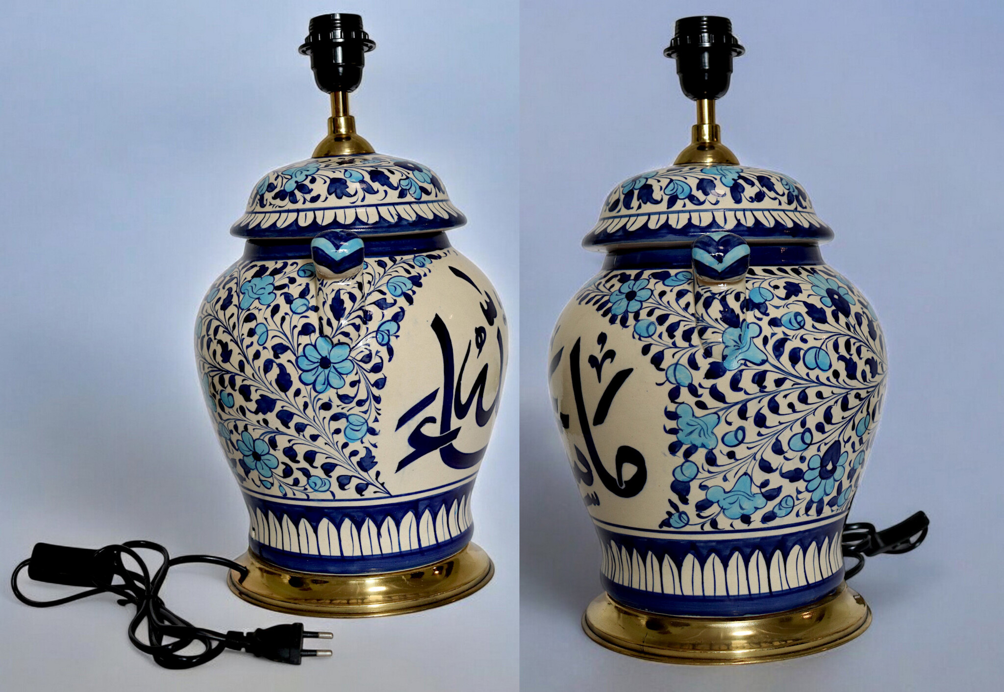 islamische handbemalte Keramik Lampenfuß aus Multan Iznik Lampe  ماشاالله Nr:25D