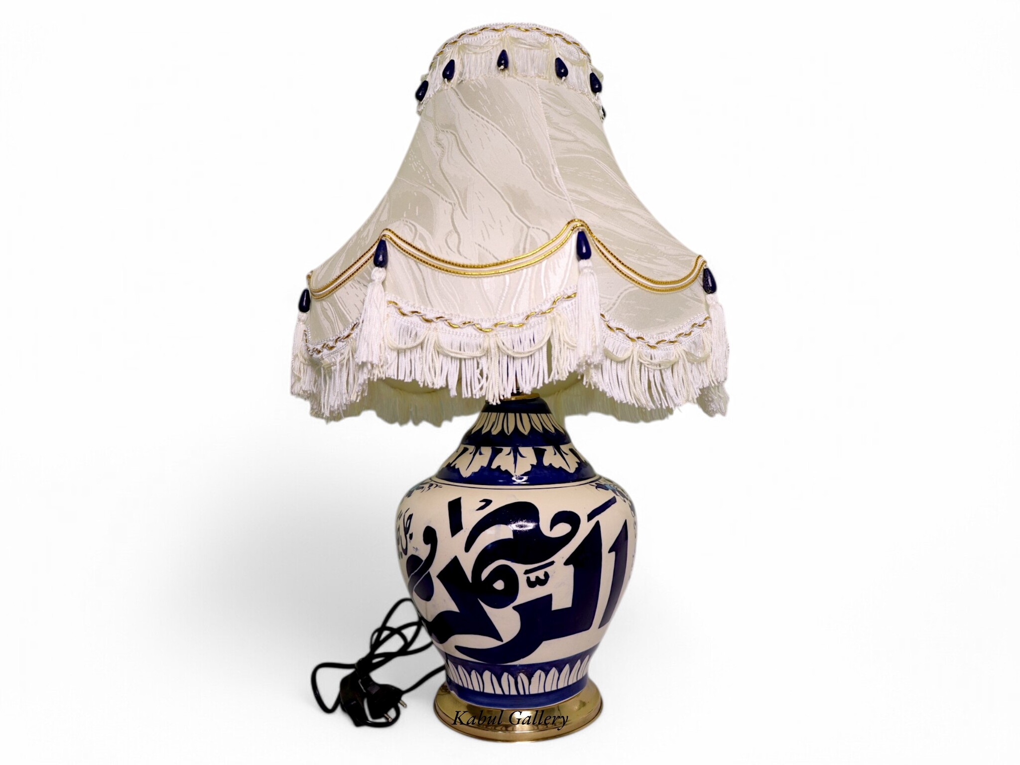 super large Multan ware Ceramic lamp base with islamic calligraphy blue and turquoise Iznik decoration الرحمن جل جلاله No:25F