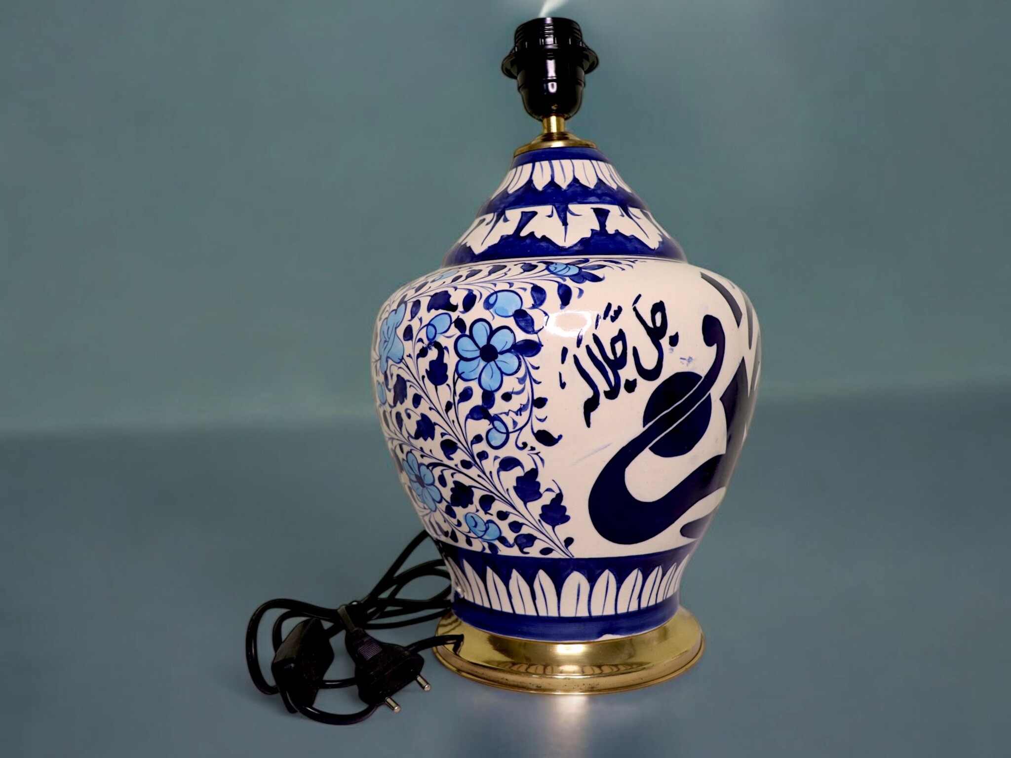 islamische handbemalte Keramik Lampenfuß aus Multan Iznik Lampe الرحمن جل جلاله Nr:25F