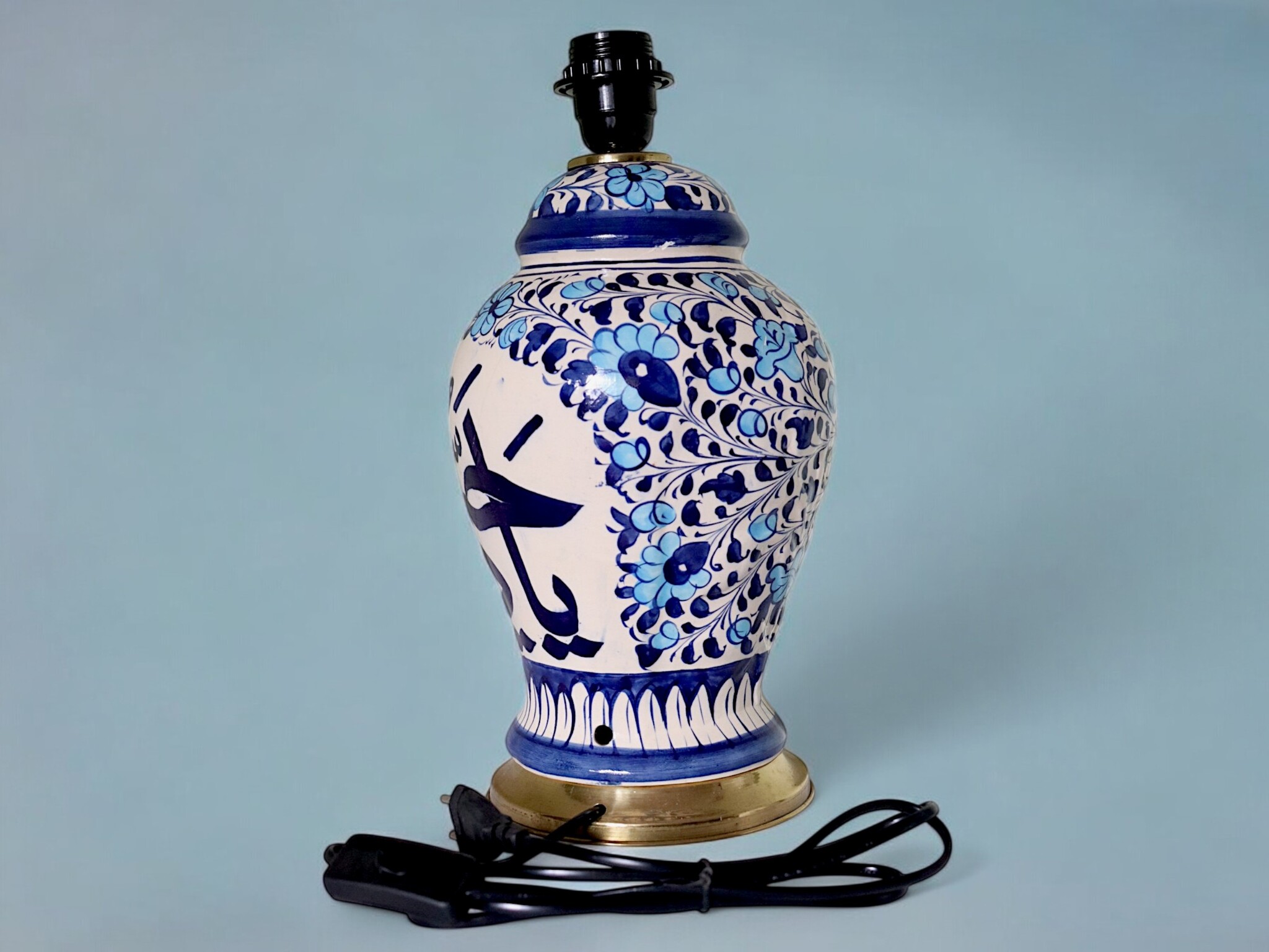 islamische handbemalte Keramik Lampenfuß aus Multan Iznik Lampe  یاحی یا قیوم Nr:25G