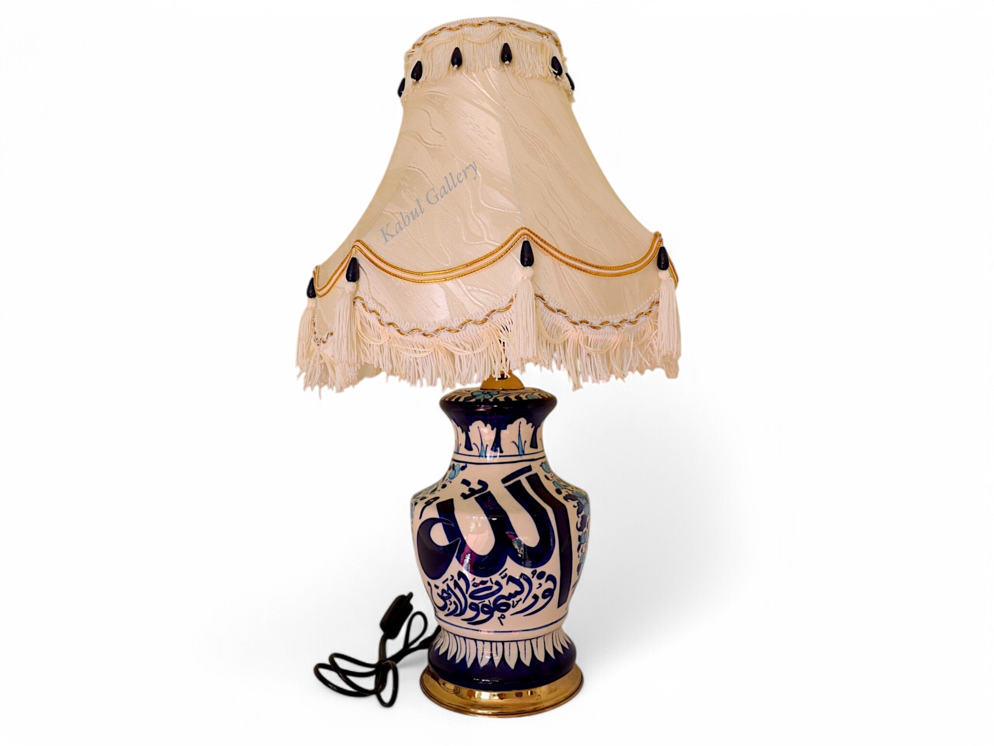 islamische handbemalte Keramik Lampenfuß aus Multan Iznik Lampe  الله نور السماوات والارض Nr:25H