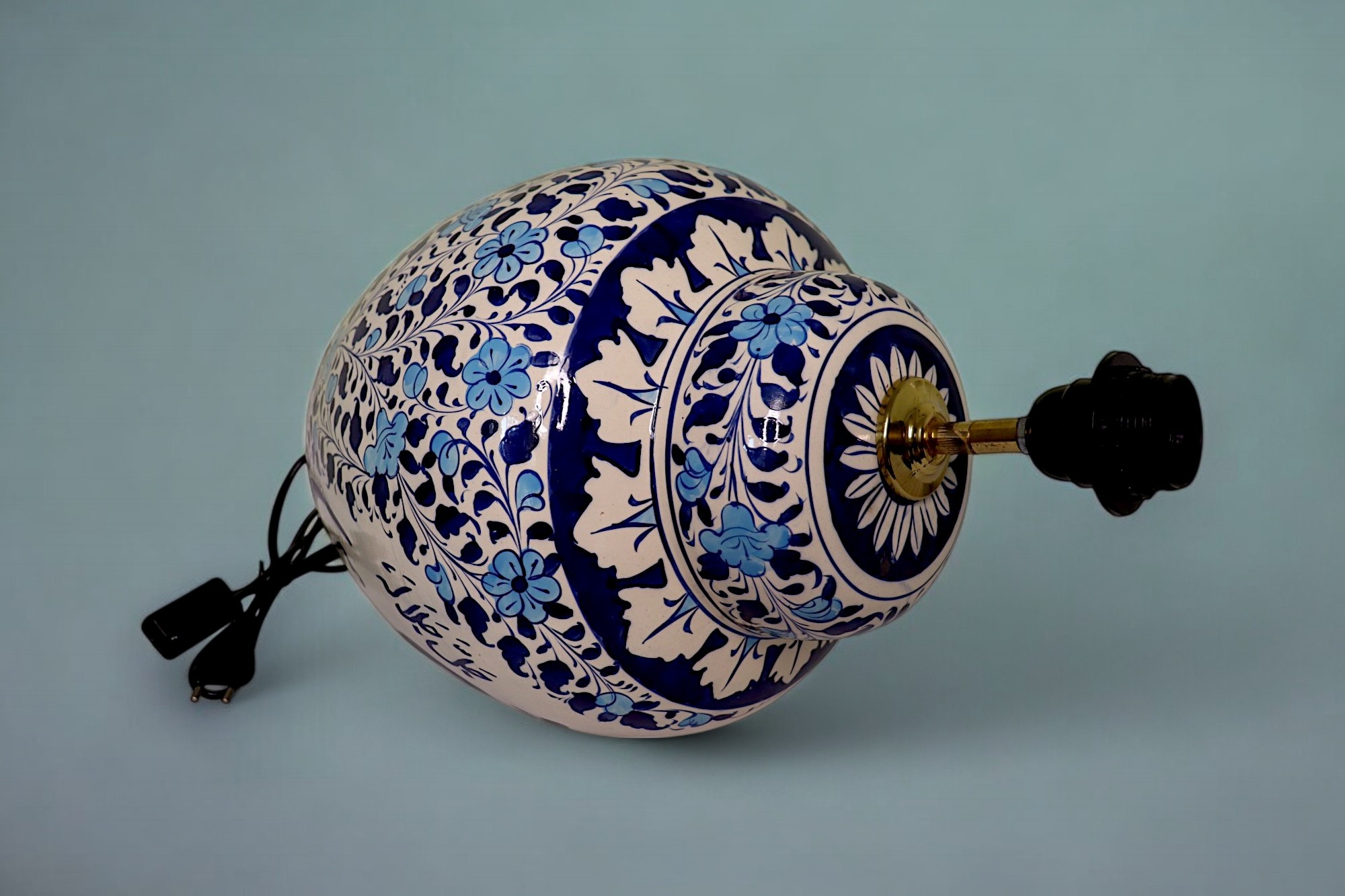super large Multan ware Ceramic lamp base with islamic calligraphy blue and turquoise Iznik decoration الرحيم جل جلاله No:25J