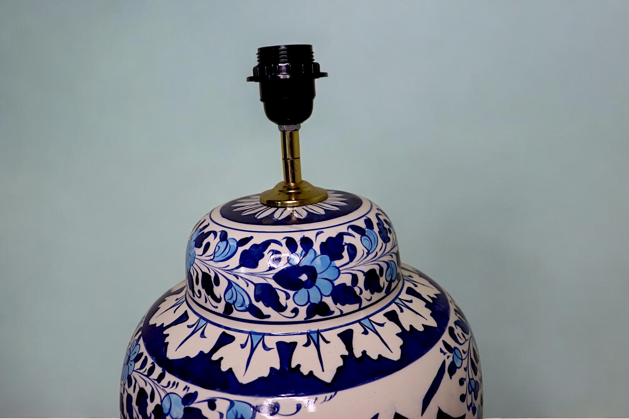 super large Multan ware Ceramic lamp base with islamic calligraphy blue and turquoise Iznik decoration الرحيم جل جلاله No:25J